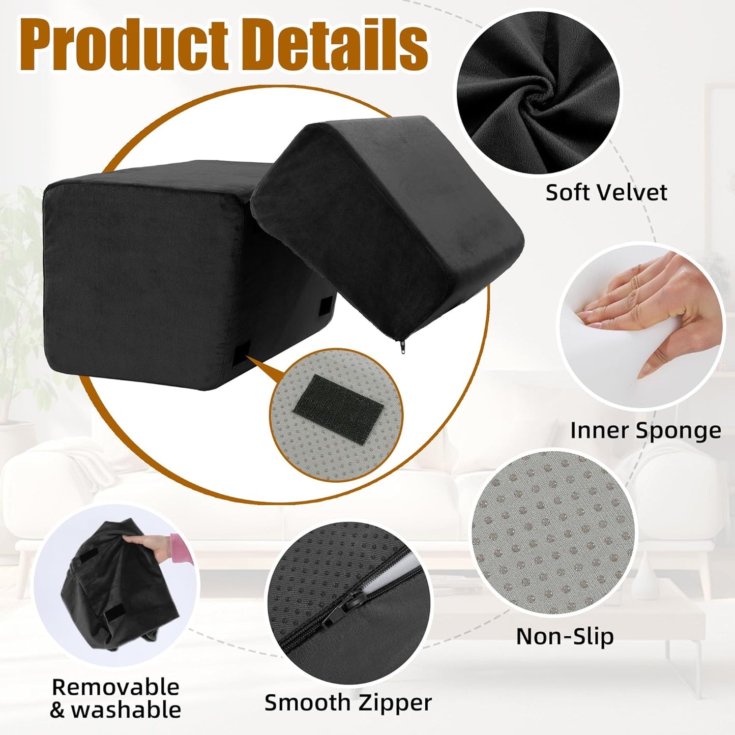 MABOZOO Foot Rest Under Desk, 3 Adjustable Height Foot Rest with High-Density Foam Ergonomic Design Foot Stool with Removable and Washable Cover for Office Home Travel - Black