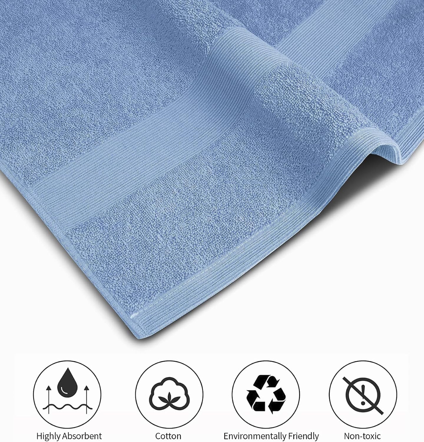 Softolle Luxury Bath Towels Set of 4 (27” x 54”) | Towels for Bathroom | Super Soft | Highly Absorbent Towels for Home, Spa, Gym (Sky Blue)
