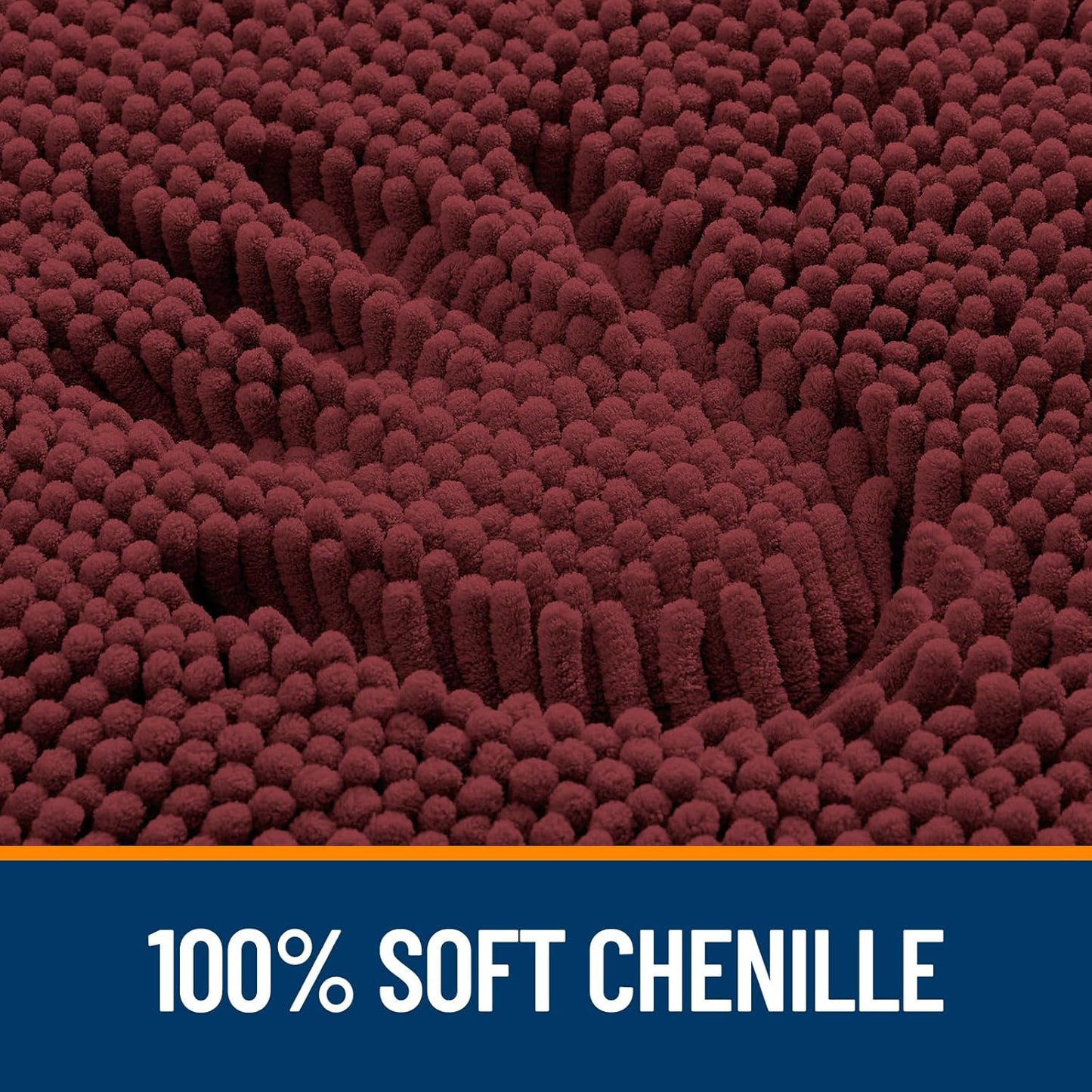 OLANLY Bathroom Rugs 36x24, Extra Soft Absorbent Chenille Bath Rugs, Rubber Backing Quick Dry, Machine Washable Bath Mats for Bathroom Floor, Tub and Shower, Home Decor Accessories, Andorra Red-Brown