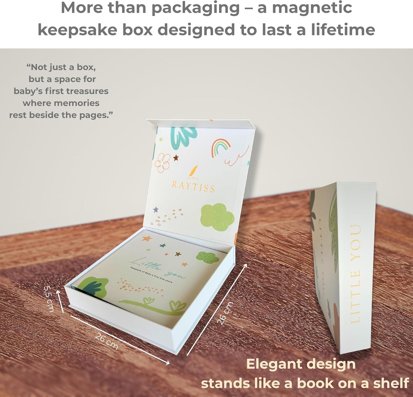 Little You – Baby Memory Book & Pregnancy Journal (120 Pages) – Newborn to 5 Years – Magnetic Gift Box + Photo Pockets + Letter to Open at 21 – Keepsake Album for Boys or Girls
