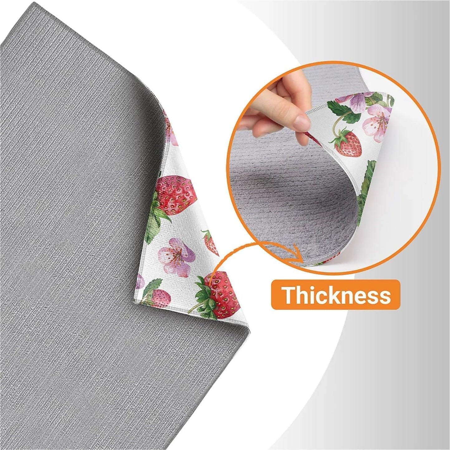 Dish Drying Mat For Kitchen Counter, Cute Watercolor Strawberries Microfiber Absorbent Dish Drainer Rack Pad Reusable Large 18x24in Drying Mat