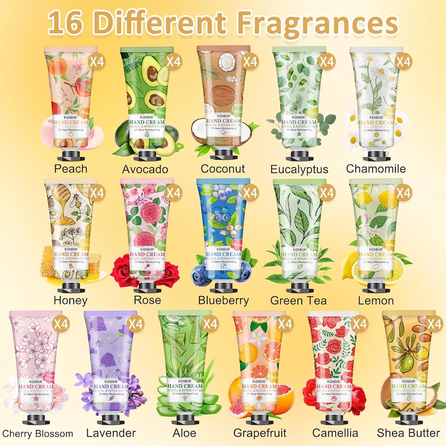 64 Pack Moisturizing Hand Cream Set, Christmas Gifts for Women, Bulk Hand Lotion Travel Size for Dry Cracked Hands, Mini Hand Cream for Mom Gifts, Stocking Stuffers, Thank You Gifts