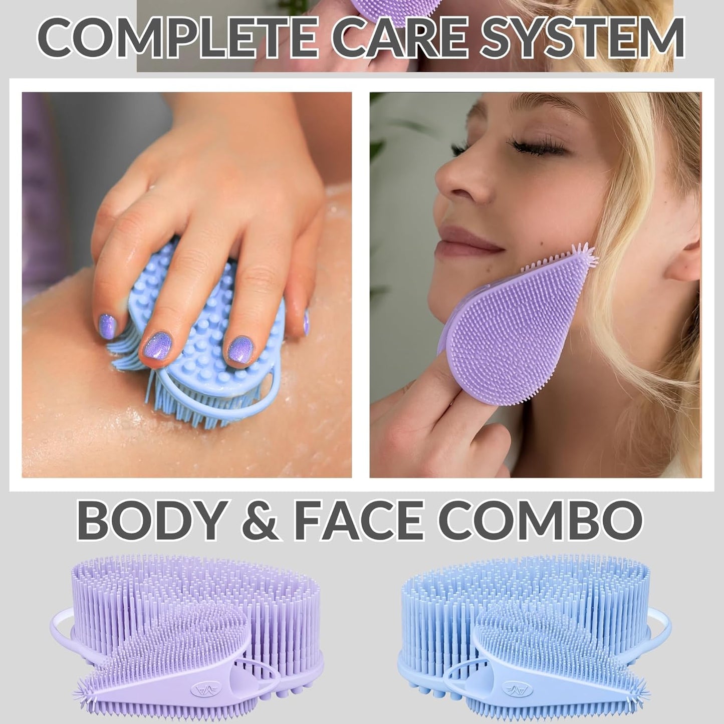 Avilana Silicone Body Scrubber – Gentle Shower Brush & Loofah Alternative- Food Grade & Lab Tested – Fast-Drying, Hygienic, BPA-Free Silicone Body Gentle Exfoliator (Dark Gray, Body & Face)