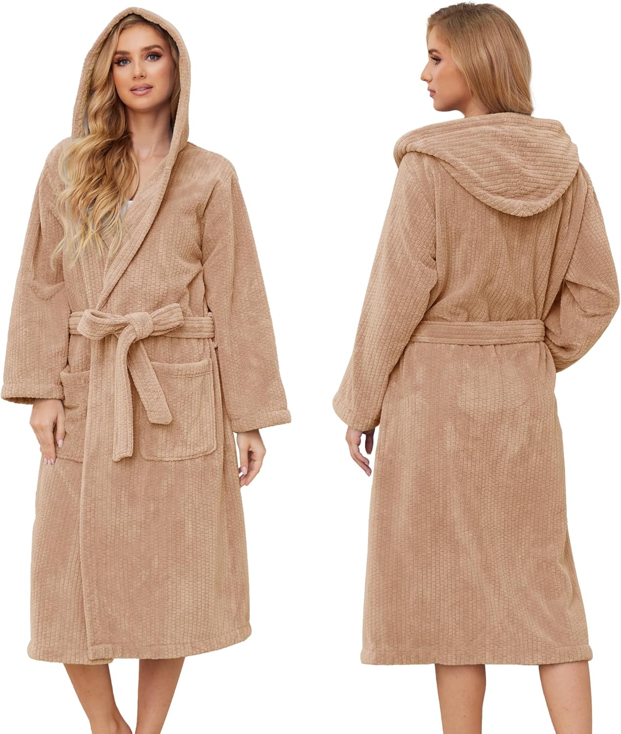 Hooded Bathrobes for Women, Soft Long Towel Robes for Women - Quick Dry yet Warm