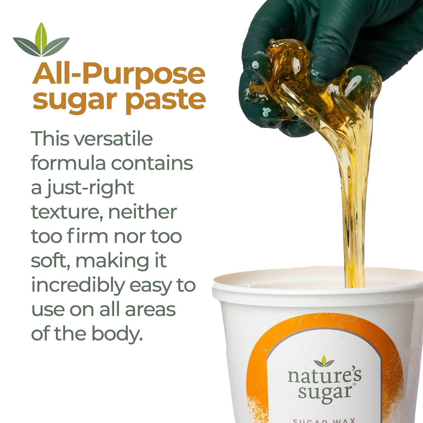 Nature's Sugar Wax Sugaring Paste for Legs, Back, Arms, Chest. All-Natural Hair Removal for Women and Men. Any skin types. Vegan. Cruelty-Free. (1 All Purpose, 1 Firm)
