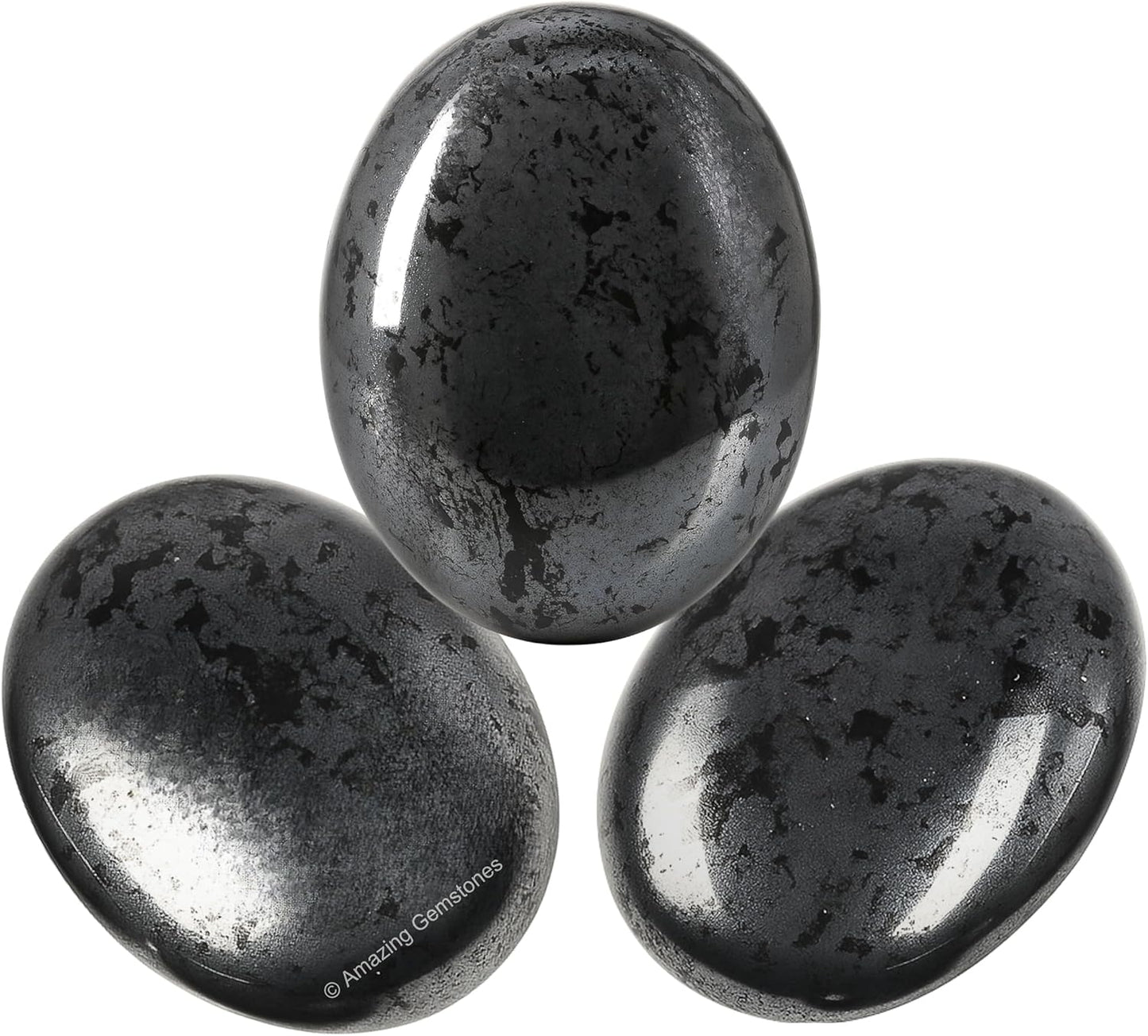 Amazing Gemstone Hematite Crystals and Healing Stones - Large Palm Stone Crystals Piedra - Crystal for Good Luck, Balanced Positive Energy, Meditation - Unique Stocking Stuffers Gifts for Women, Men