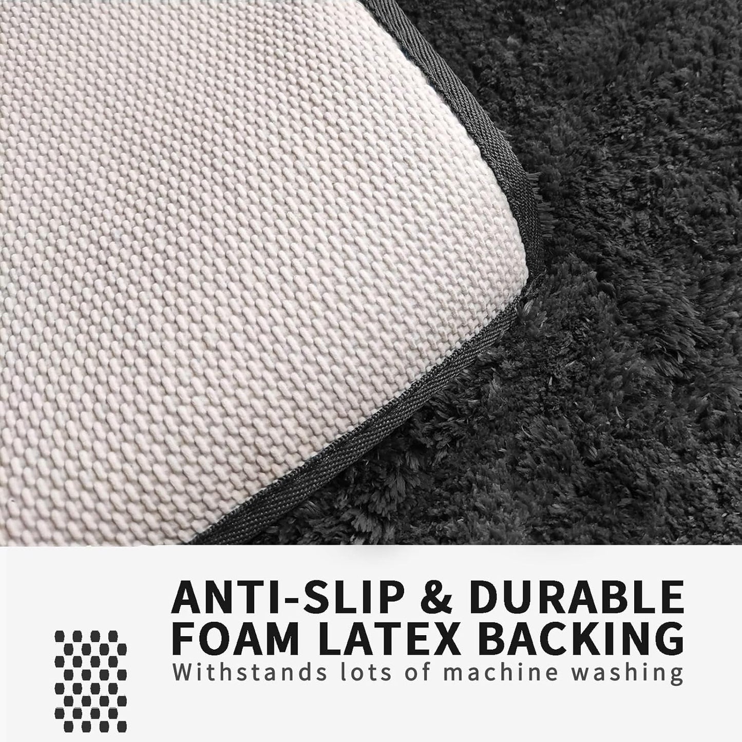 FIFU Bathroom Runner Rug 24" W x 48" L, Bath Mats for Bathroom, Bedroom & Kitchen, Non-Slip Rubber Latex Backing, Comfort & Soft Shower Bathmat & Carpet for Sink, Home & Hallways, Black