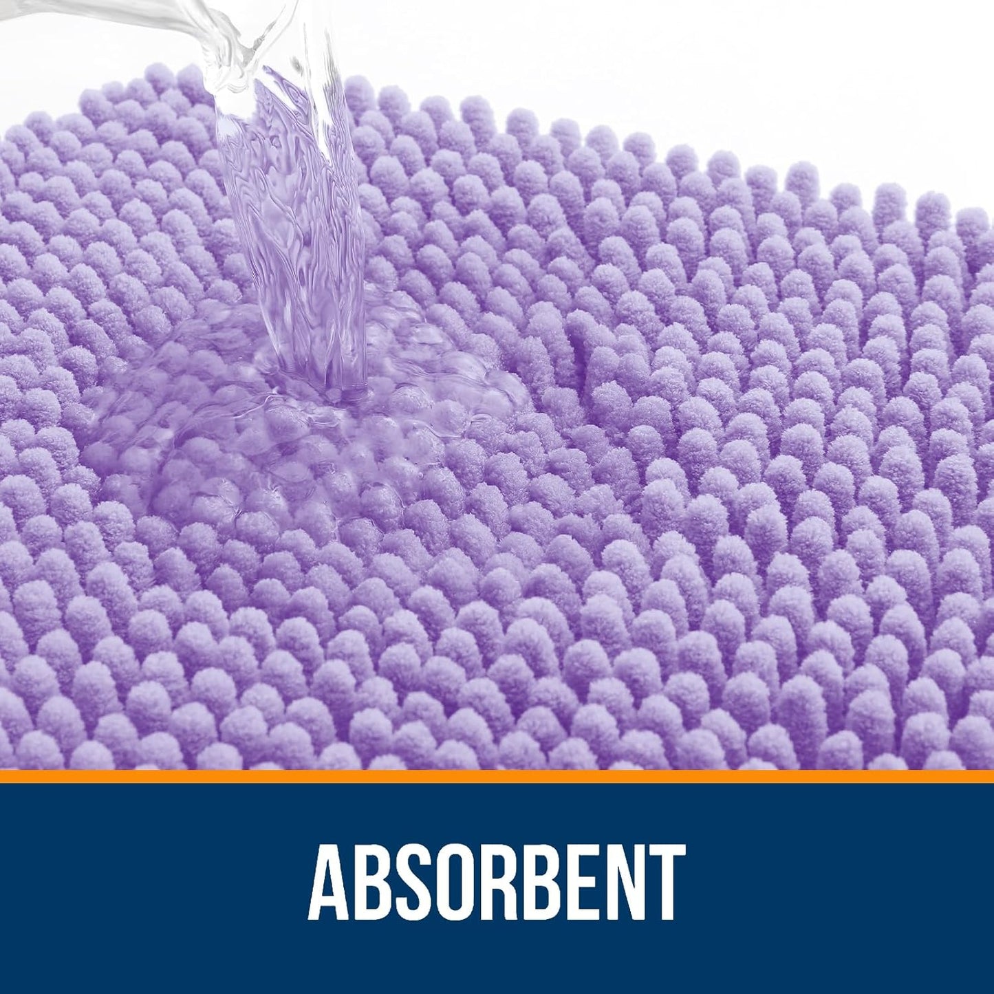 OLANLY Toilet Rugs U-Shaped 24x20, Extra Soft Absorbent Chenille Contour Bathroom Rugs for Toilet, Dry Quickly, Machine Washable, Non-Slip Bath Mat, Lavender