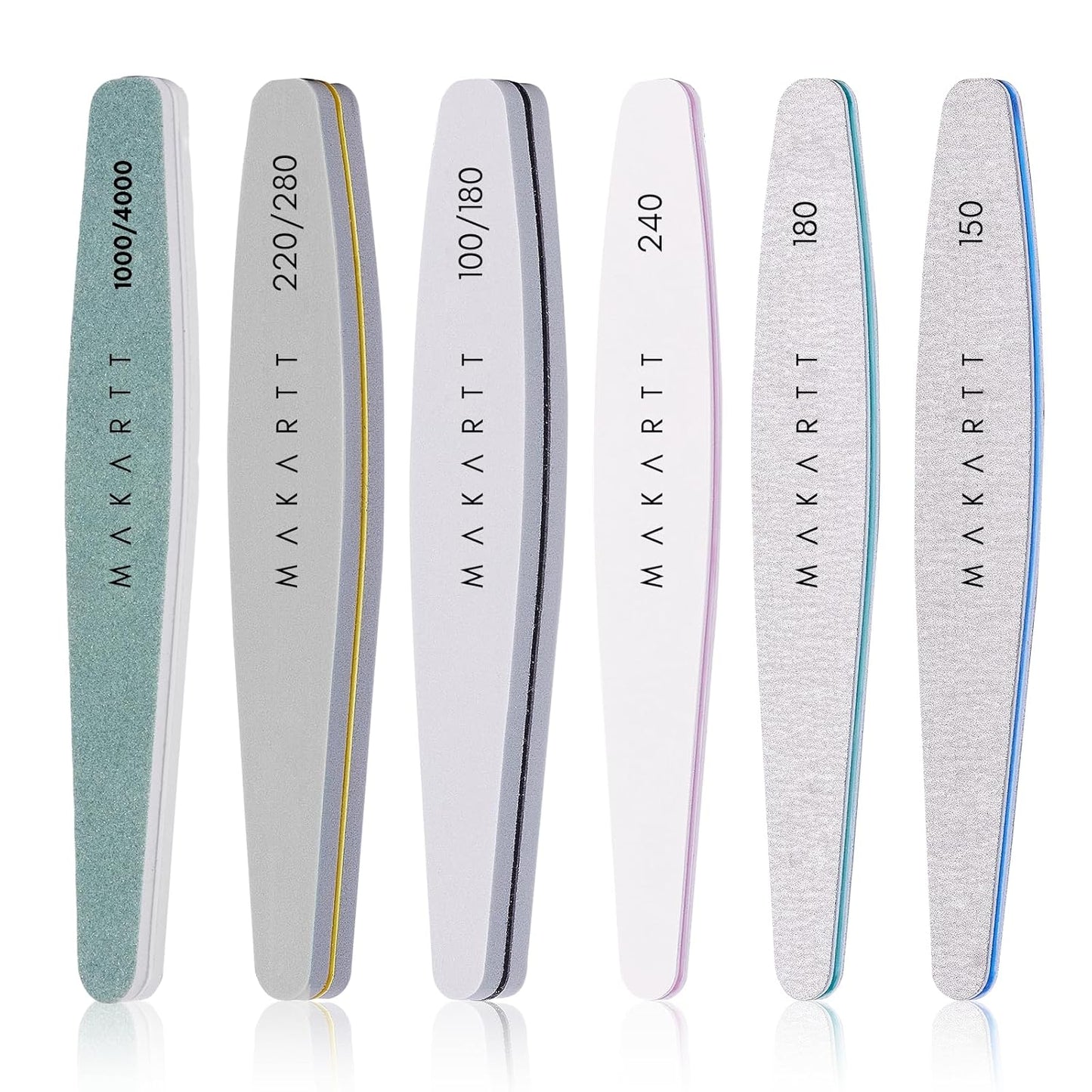 Makartt Nail Files and Buffers, 6 Pcs Emery Boards for Nails, Professional Double Sides Different Grit Fingernail File Polisher for Filing, Buffering & Polishing Manicure Kit