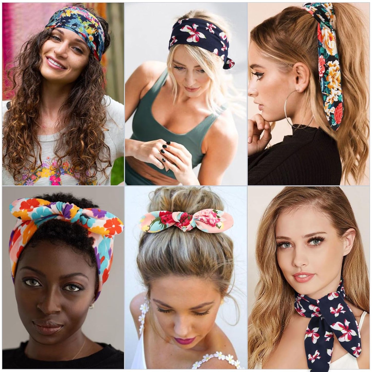 DRESHOW 8 Pack Adjustable Knotted Headbands Cotton Elastic Non Slip Hair Bands Floral Yoga Headbands for Women and Girls