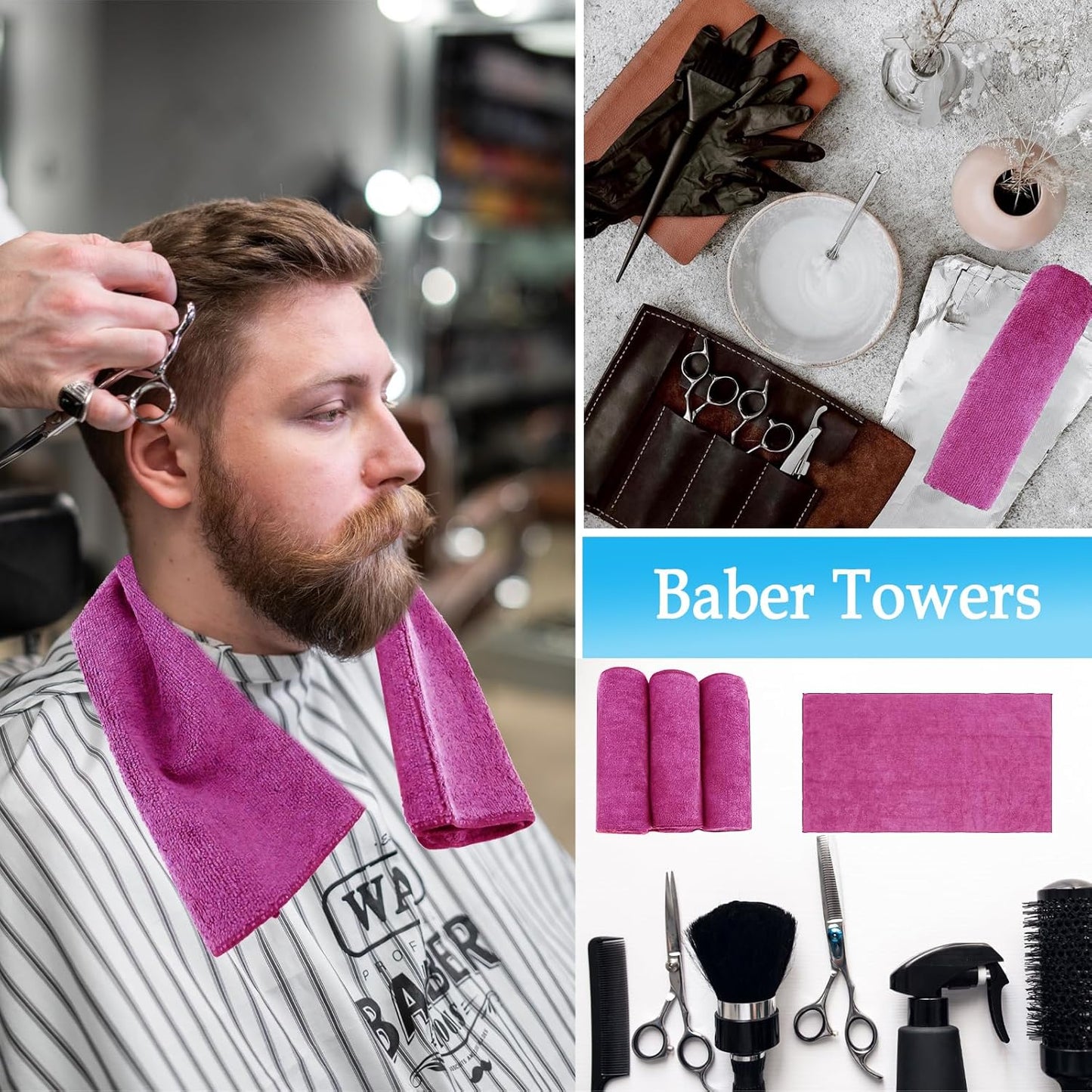 Pink Salon Towels, Super Soft and Absorbent Microfiber Hair Towel for Salon, Bath, Spa, Pool and Home, 27 inch X 16 inch (Pink - 6 Pack)