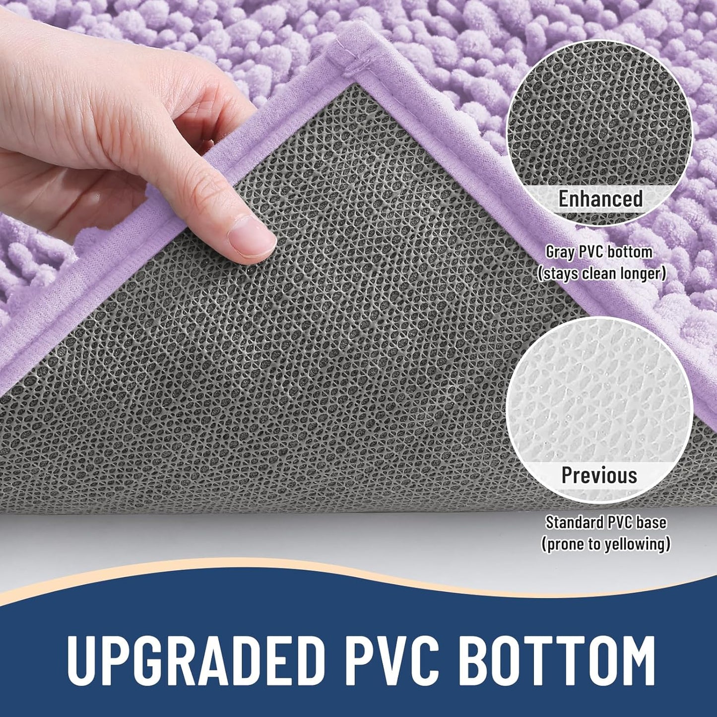 Arotive Luxury Chenille Bathroom Rug Mat, Extra Soft Thick Absorbent Shaggy Bath Rugs, Non-Slip Machine Wash Dry, Plush Bath Mats for Bathroom, Shower and Tub, 40x24, Light Purple