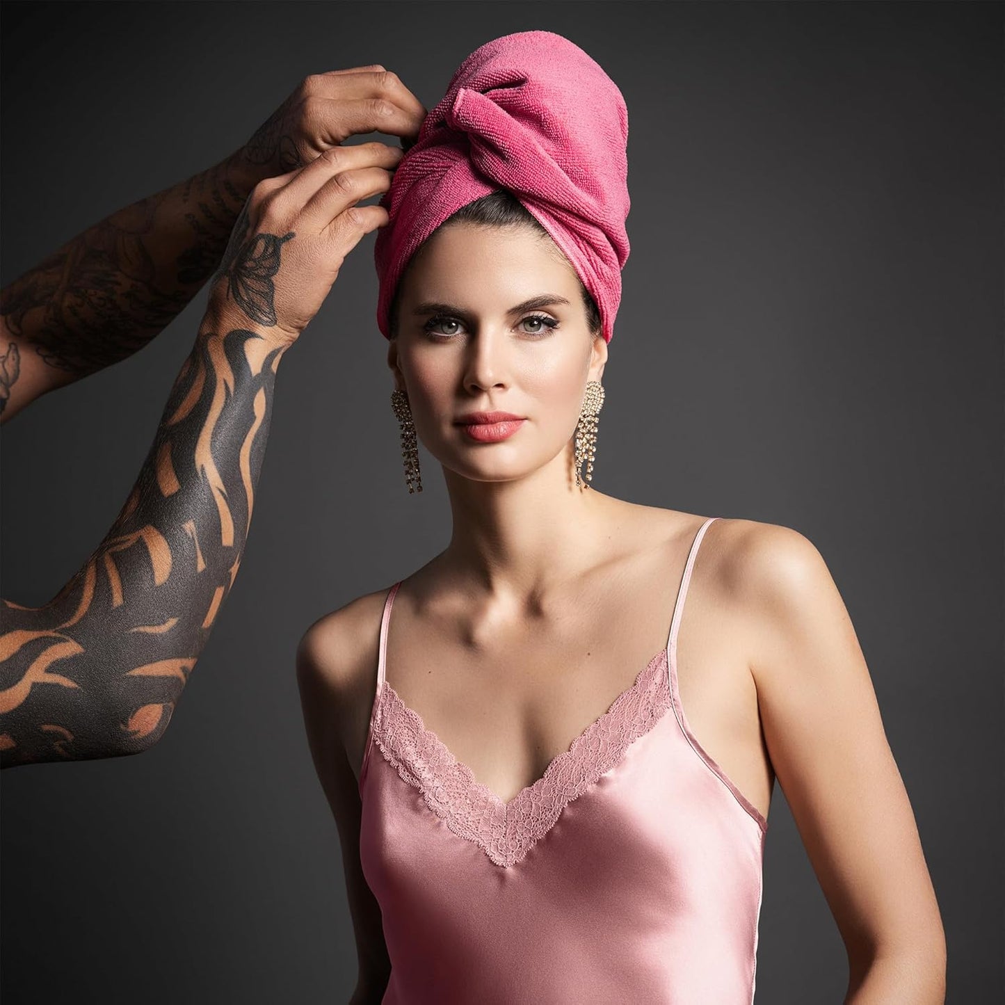 Fromm Softees Microfiber Towels for Hair Salon, Barber, Spa, Gym, Hair Wrap for Drying Curly, Long, Wavy Hair, Pink/Orange, 16 x 29 Inches, 10 Pack