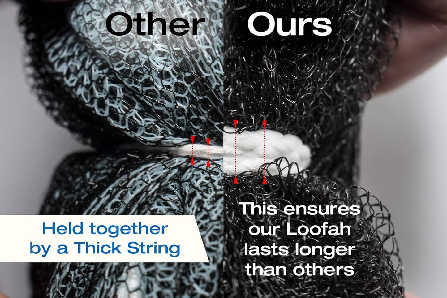 XXL 90g Charcoal Shower Loofah 3 Pack by Tilcare - Perfect Bath Sponge for Exfoliating for Men & Women - Body Scrubber Brush for Cleansing and Smooth Skin - Scrubbies That Remove Excess Oil and Dirt