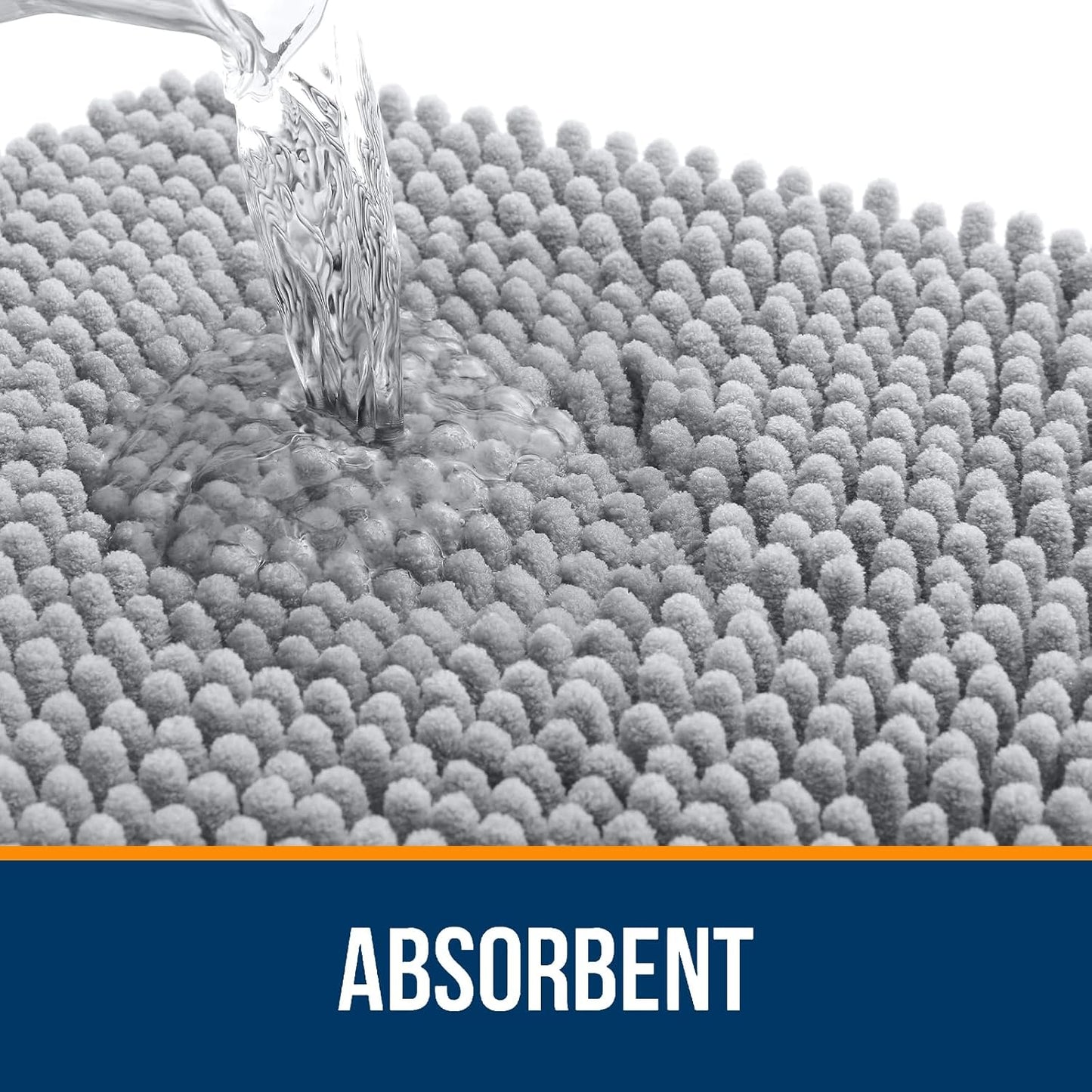 OLANLY Bathroom Rugs 45x27, Extra Soft Absorbent Chenille Bath Rugs, Rubber Backing Quick Dry, Machine Washable Bath Mats for Bathroom Floor, Tub and Shower, Home Decor Accessories, Light Grey