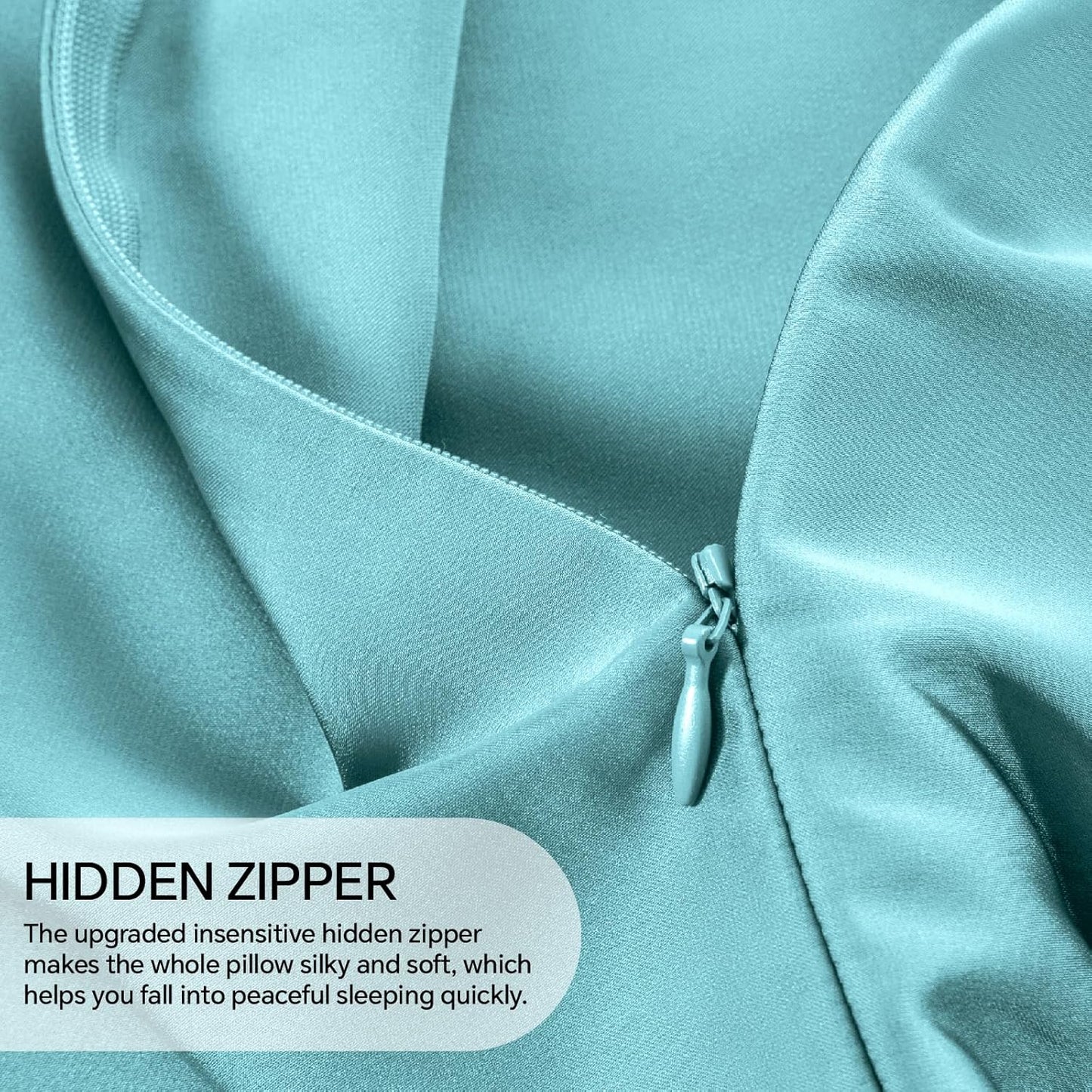 INFIIXSO Mulberry Silk Pillowcase for Hair and Skin, Silk Pillow Cases Queen Size Set of 2 with Hidden Zipper 20"x30", Ultra Smooth and Soft Cooling Pillow Cases for Hot Sleepers(Ocean Mist, 2 Pack)