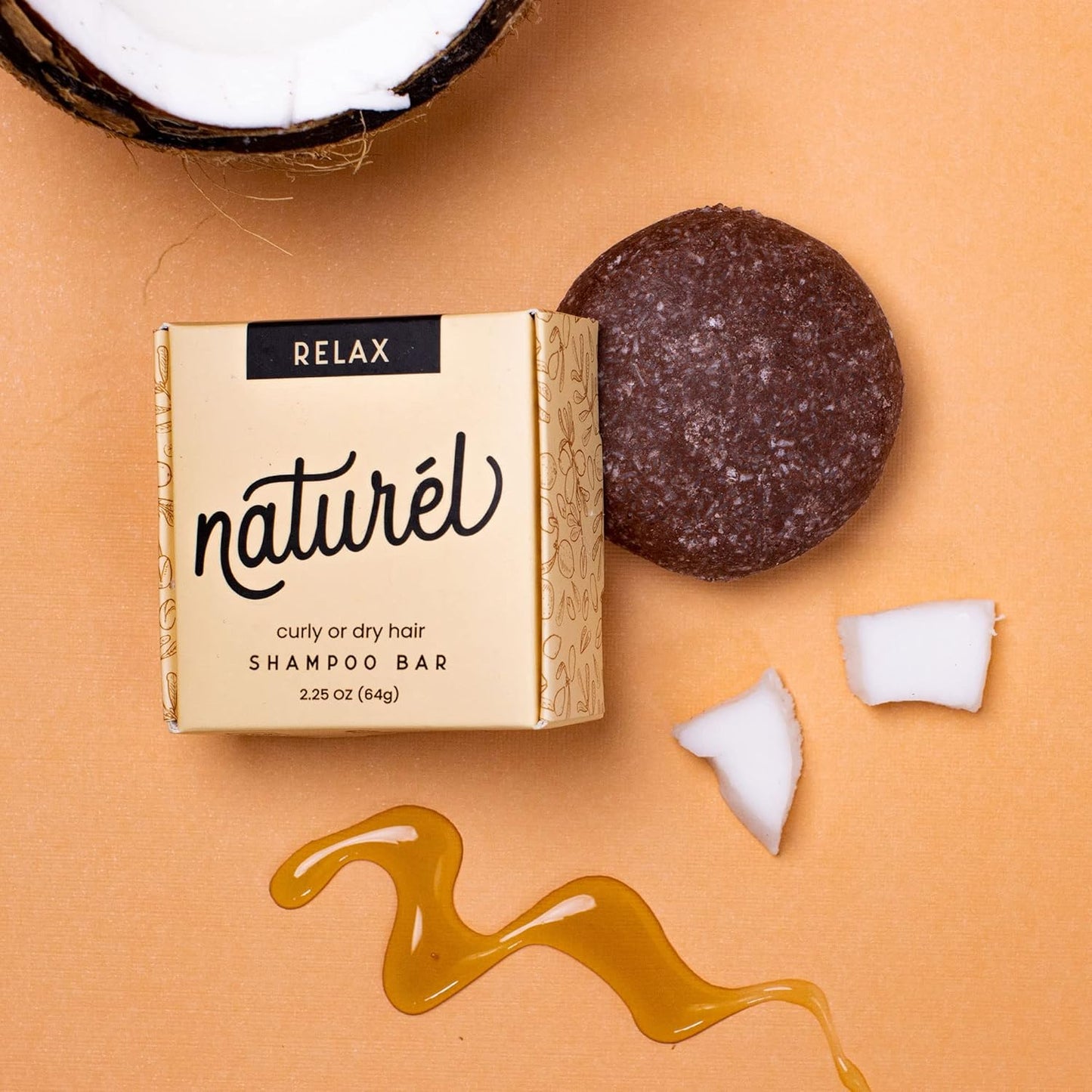 Naturel Relax Moisturizing Shampoo Bar for Curly or Dry Hair, Shampoo Bar for Frizzy Hair, Vegan, Zero Waste, Cruelty Free, Made in USA