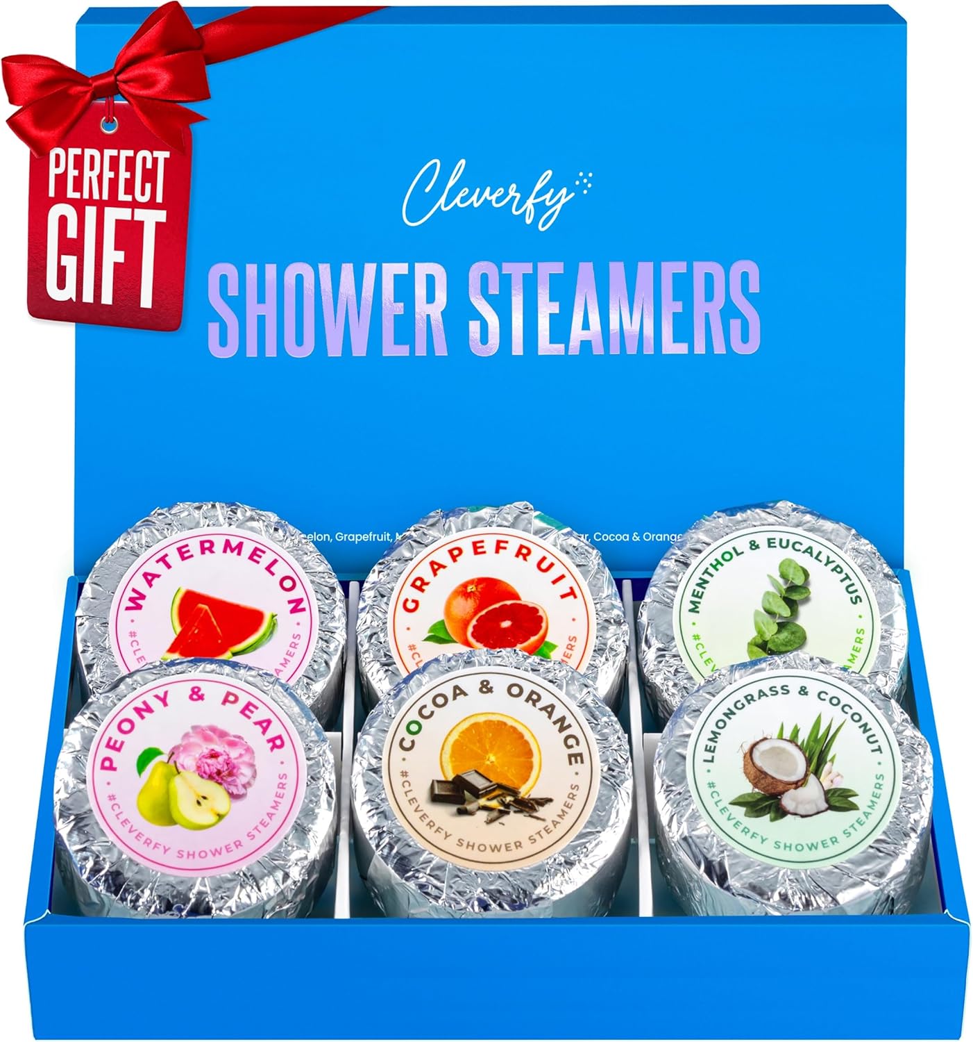 Cleverfy Shower Steamers Aromatherapy – Stocking Stuffers for Women, Teens and Wife – Christmas Gifts for Women and Teen Girls – White Elephant Gifts for Adults – 6 Tablets
