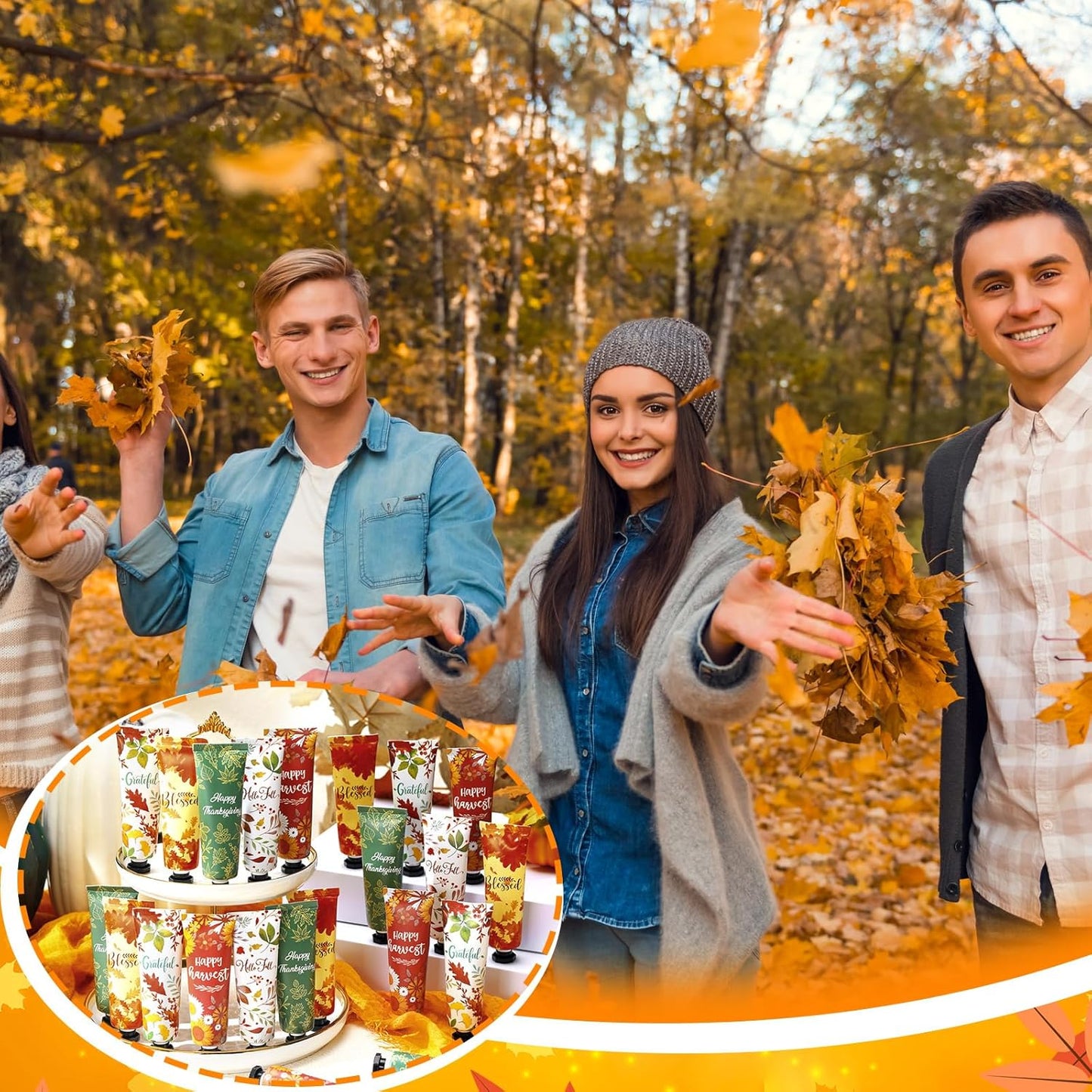 100 Pcs Thanksgiving Fall Hand Lotion Gifts Bulk for Women Maple Leaves Hand Cream 30ml Natural Botanical Fragrance Mini Lotion for Chapped Hands Travel Thanksgiving Autumn Party Supplies