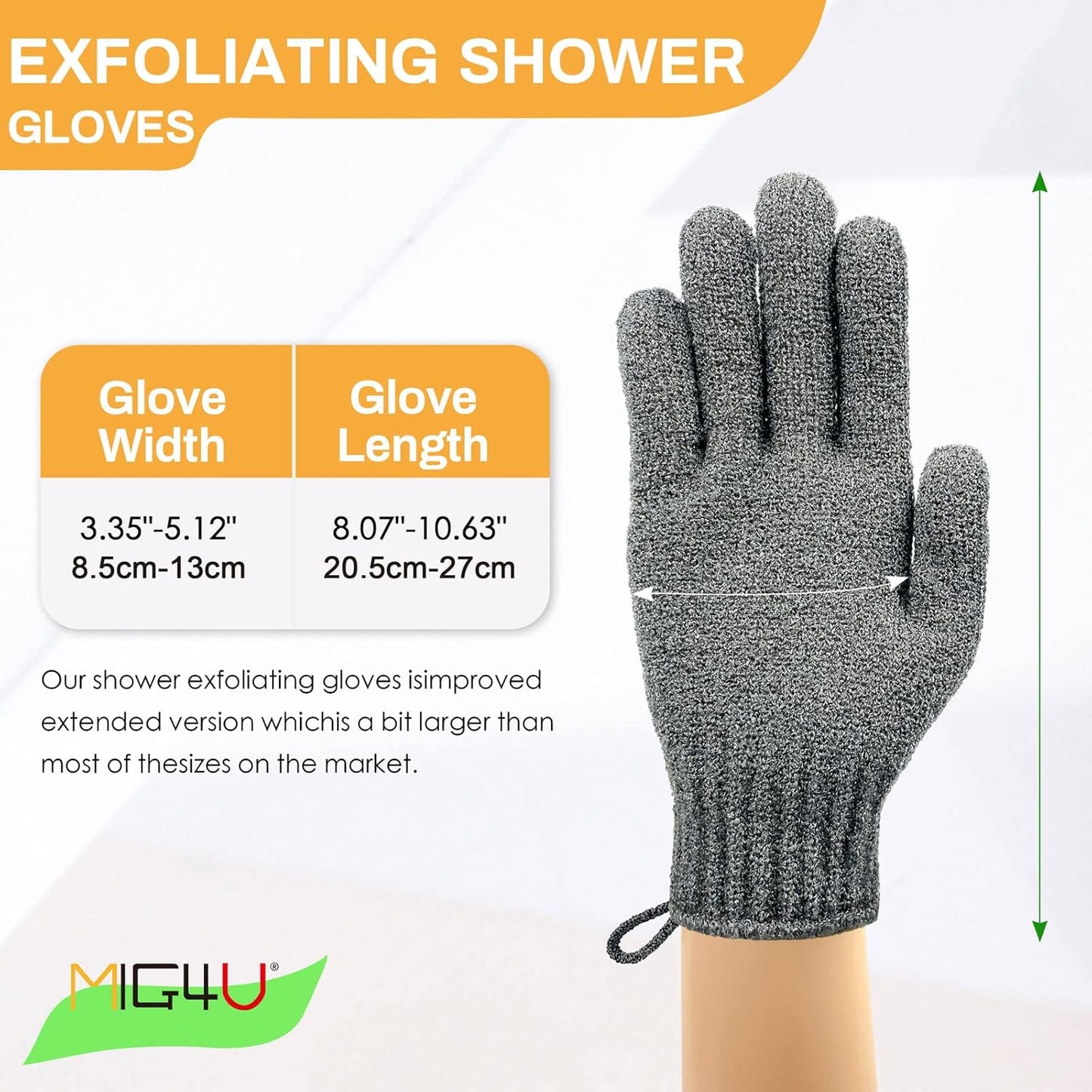MIG4U Shower Exfoliating Scrub Gloves, Bathing Gloves Body Wash Dead Skin Removal Deep Cleansing Sponge Loofah for Women Men