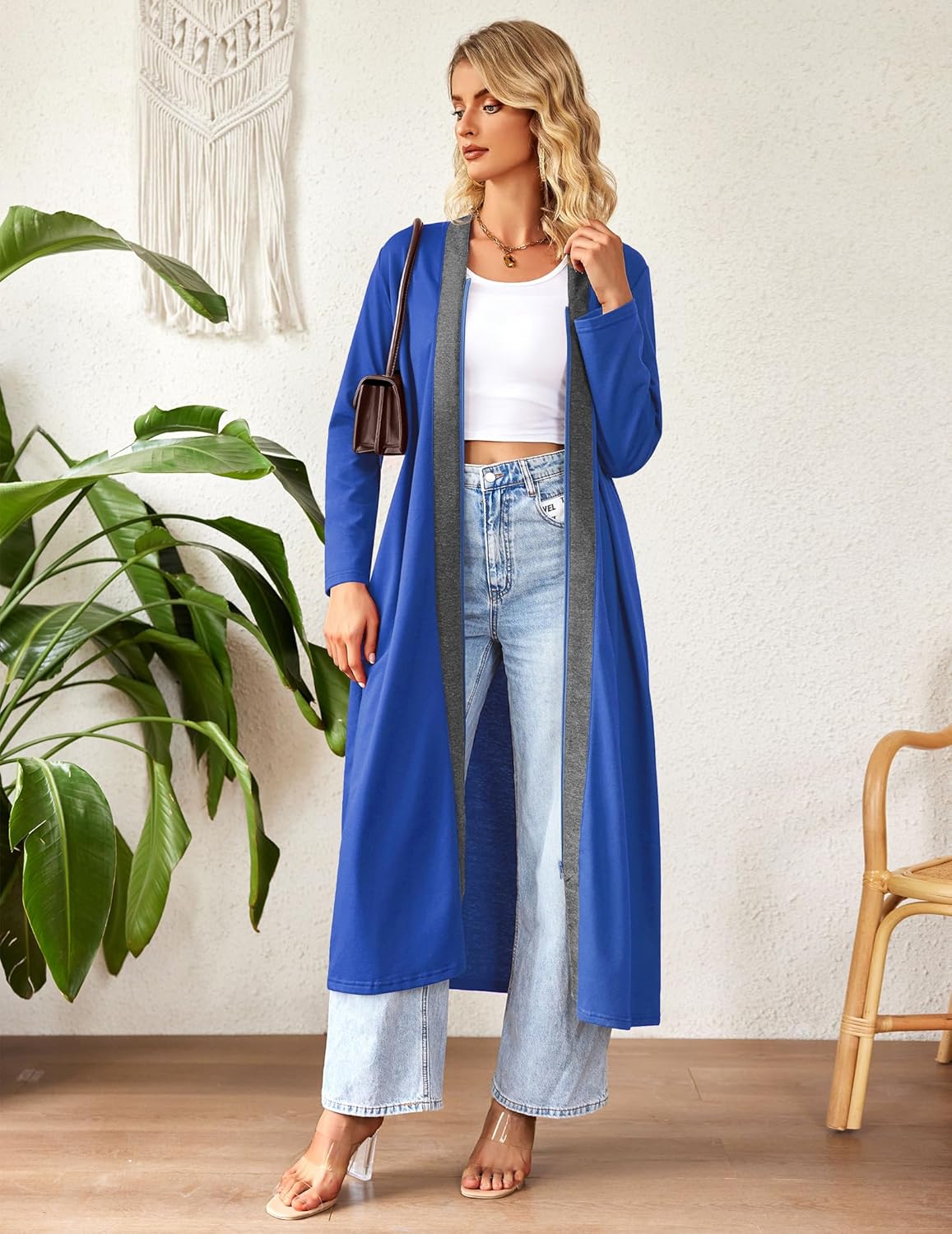 Ekouaer Women Zipper Robe Long Sleeve Loungewear Lightweight Housecoat Full Length Nightgown with Pockets