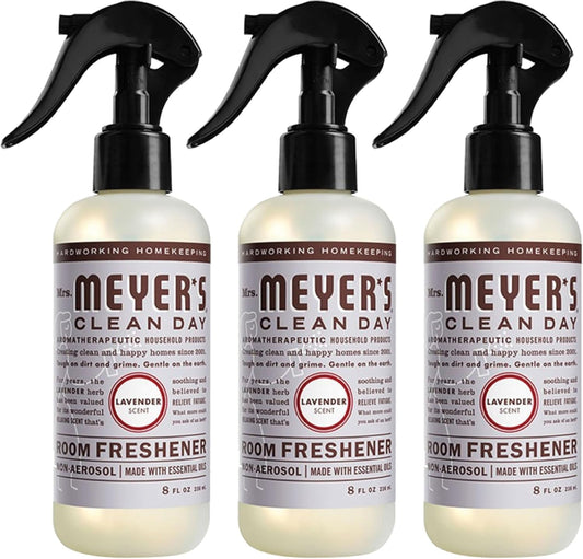 MRS. MEYER'S CLEAN DAY Lavender Air Freshener Spray for Bathrooms, Aromatherapeutic Homekeeping with Essential Oils, Non-Aerosol, Garden-Inspired Scent, 8 fl oz (Pack of 3)