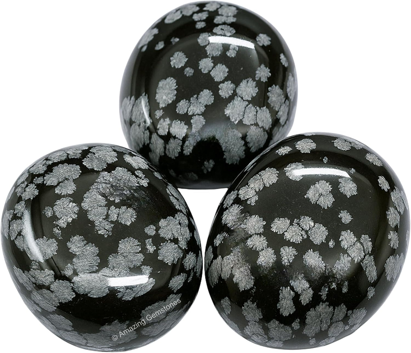 Amazing Gemstone Snowflake Obsidian Crystals and Healing Stones - Large Palm Stone Crystals Piedra - Crystal for Good Luck, Positive Energy, Meditation - Unique Stocking Stuffers, Gifts for Women