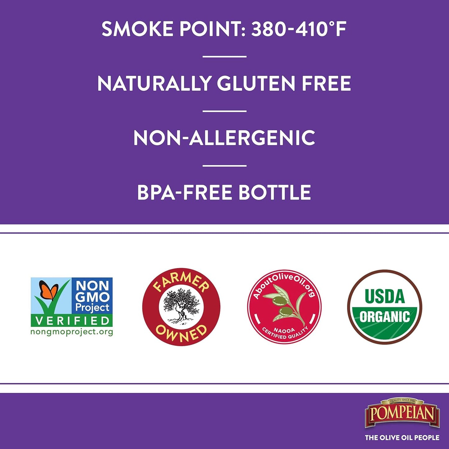 Pompeian USDA Organic Smooth Extra Virgin Olive Oil, Contains Polyphenols, First Cold Pressed, 32 Fl Oz