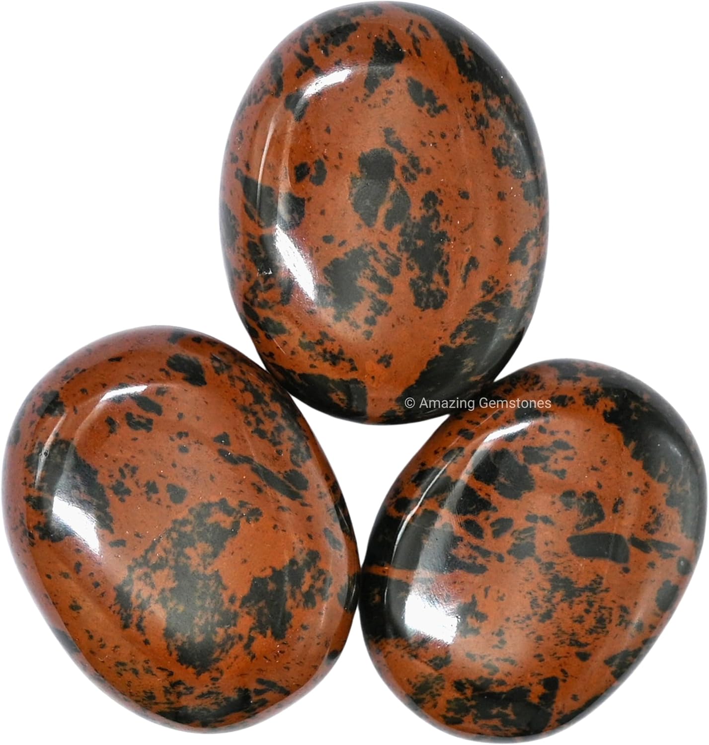 Amazing Gemstone Mahogany Obsidian Crystals and Healing Stones - Large Palm Stone Crystals Piedra - Crystal for Good Luck, Positive Energy, Meditation - Unique Stocking Stuffers Gifts for Women, Men