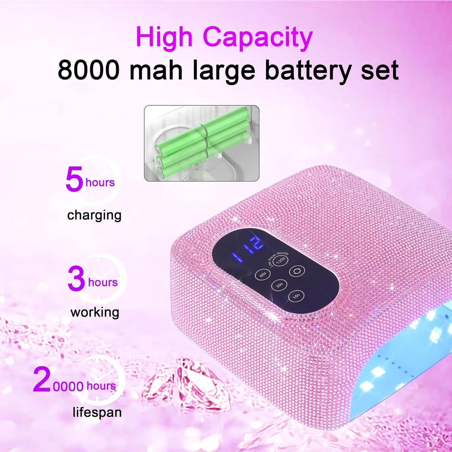 72W Cordless Led Nail Lamp, Rechargeable Nail Dryer, Portable Gel UV Led Nail Light with 4 Timer Setting Sensor, Professional Wireless Gel Nail Lights Nail Art Manicure Tools for Home and Salon