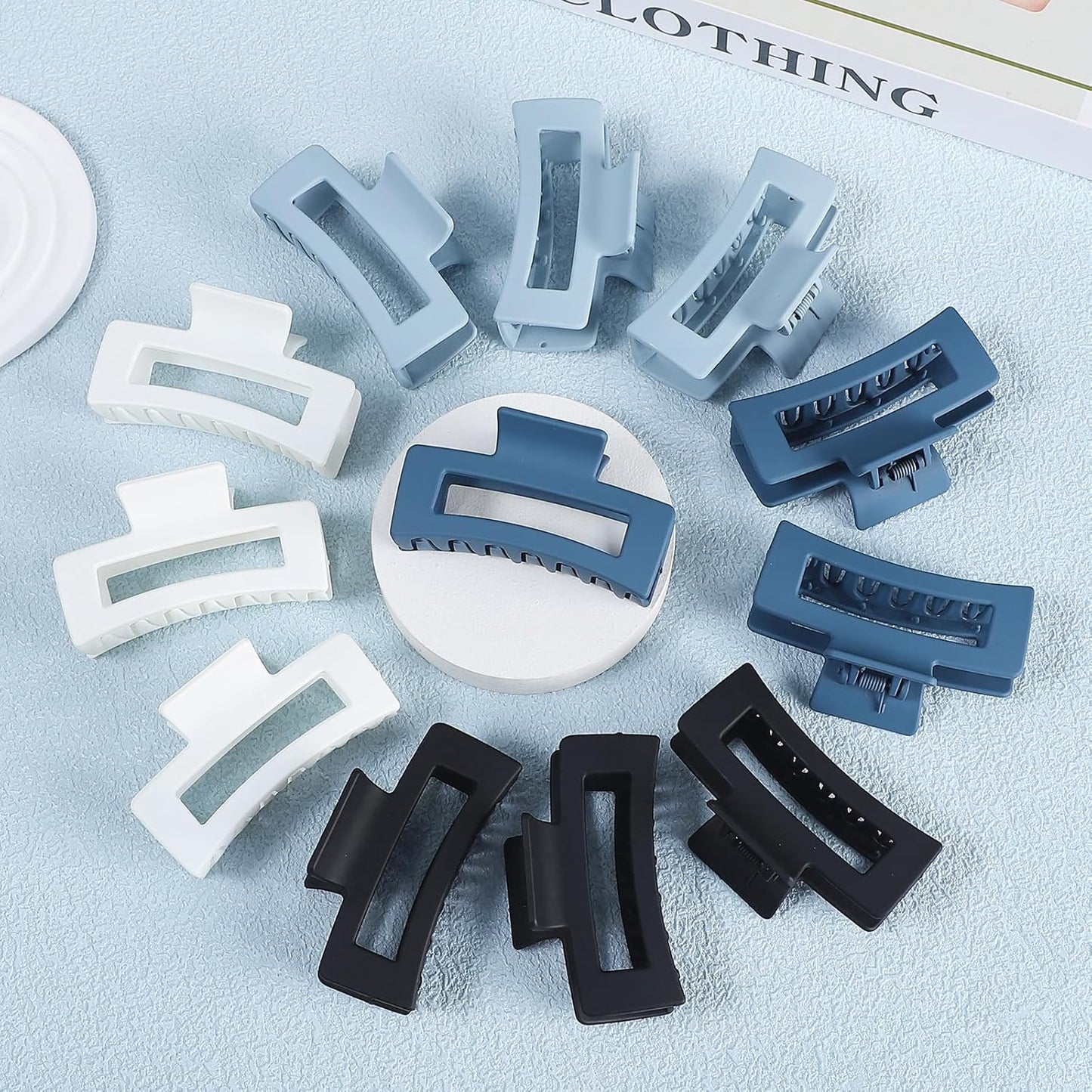 12 Pcs Medium Hair Clips, 3.5 Inch Square Claw Clips for Thick and Thin Hair - Blue