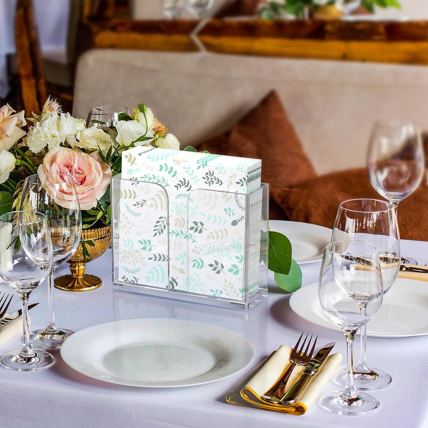 Napkin Holder, Clear Acrylic Guest Towel Holder, Vertical Disposable Hand Towel Holder for Kitchen, Waterproof Square Guest Paper Towel Lucite Tray for Bathroom Home Hotel Office Restaurant Business