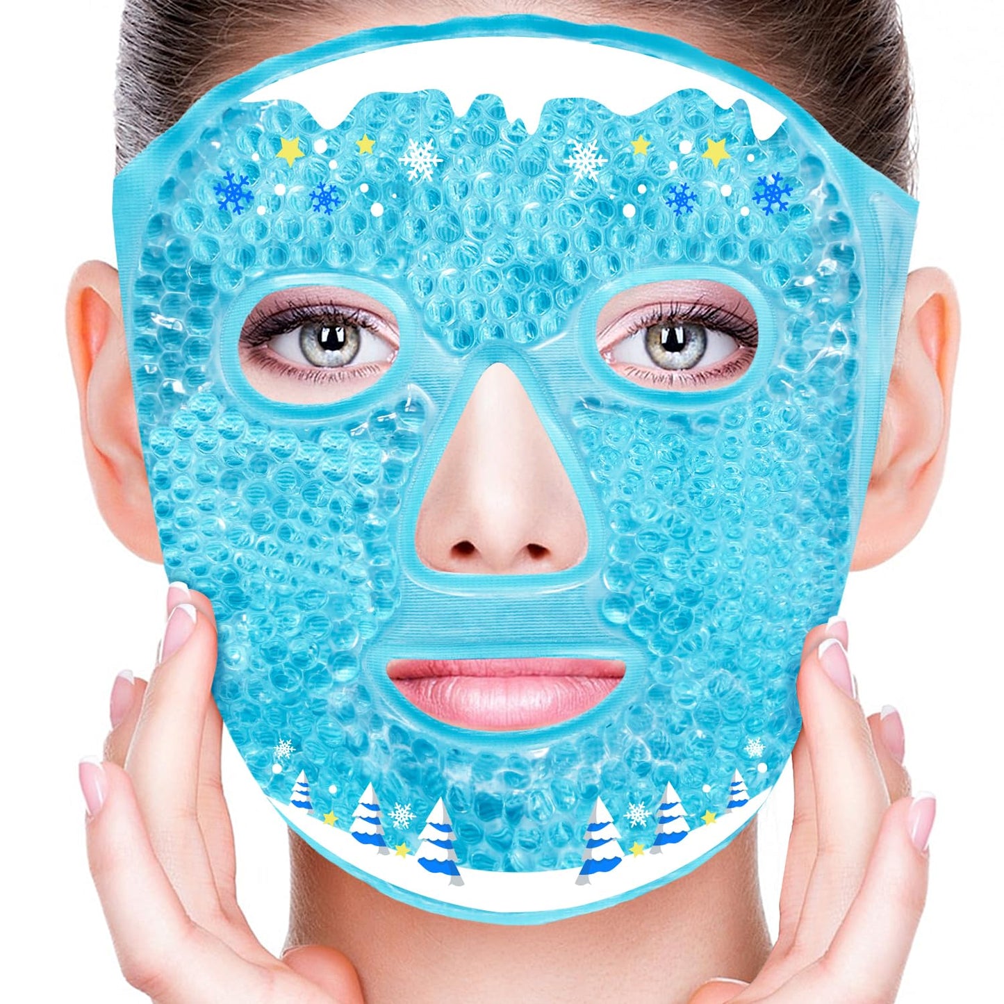Cold Face Eye Masks Ice Face Mask Hot Cold Compress for Dark Circles, Puffiness, Migraines, Headache, Stress, Redness, Cooling Face Masks for Women Man, Skin Care