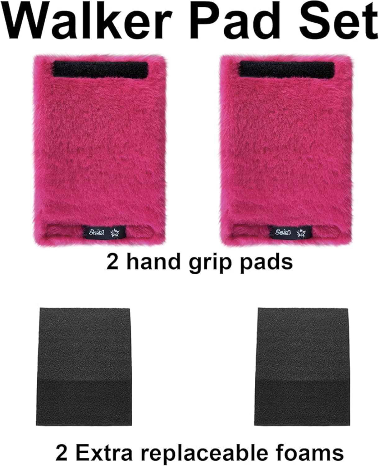 SPRING SEAON Walker Hand Pads Fluffy Walker Handle Cushions Non-Slip Universal Walker Grips Padded Hand Covers Soft Pads for Walkers for Seniors Walker Pads for Handles Folding Rolling Wheelchair, Rollator Handle, Elderly Grippers 2 Pack
