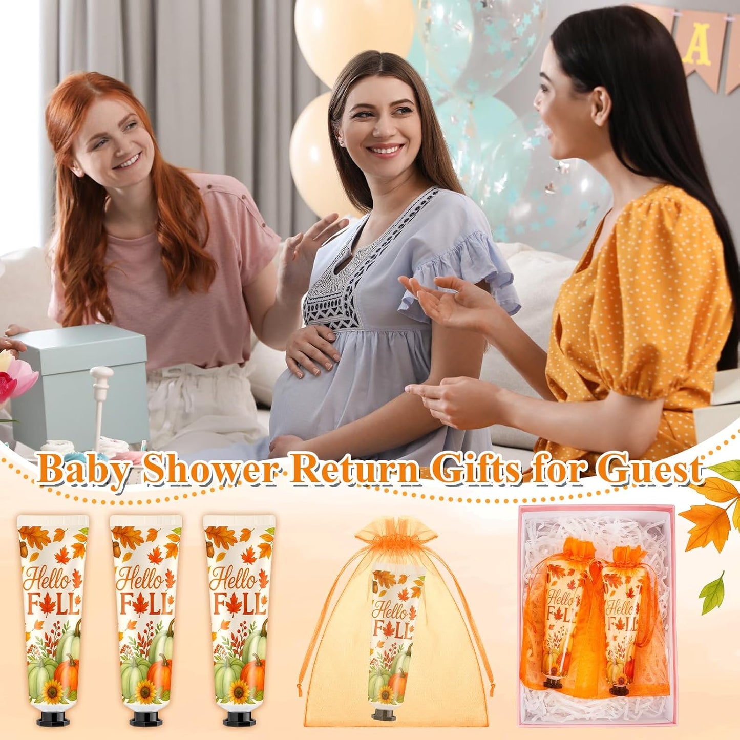 48 Sets Hello Fall Hand Cream Gifts Bulk Baby Shower Hand Cream Travel Size Lotion Bulk Fall Thanksgiving Party Supplies Favors Birthday Wedding for Guest