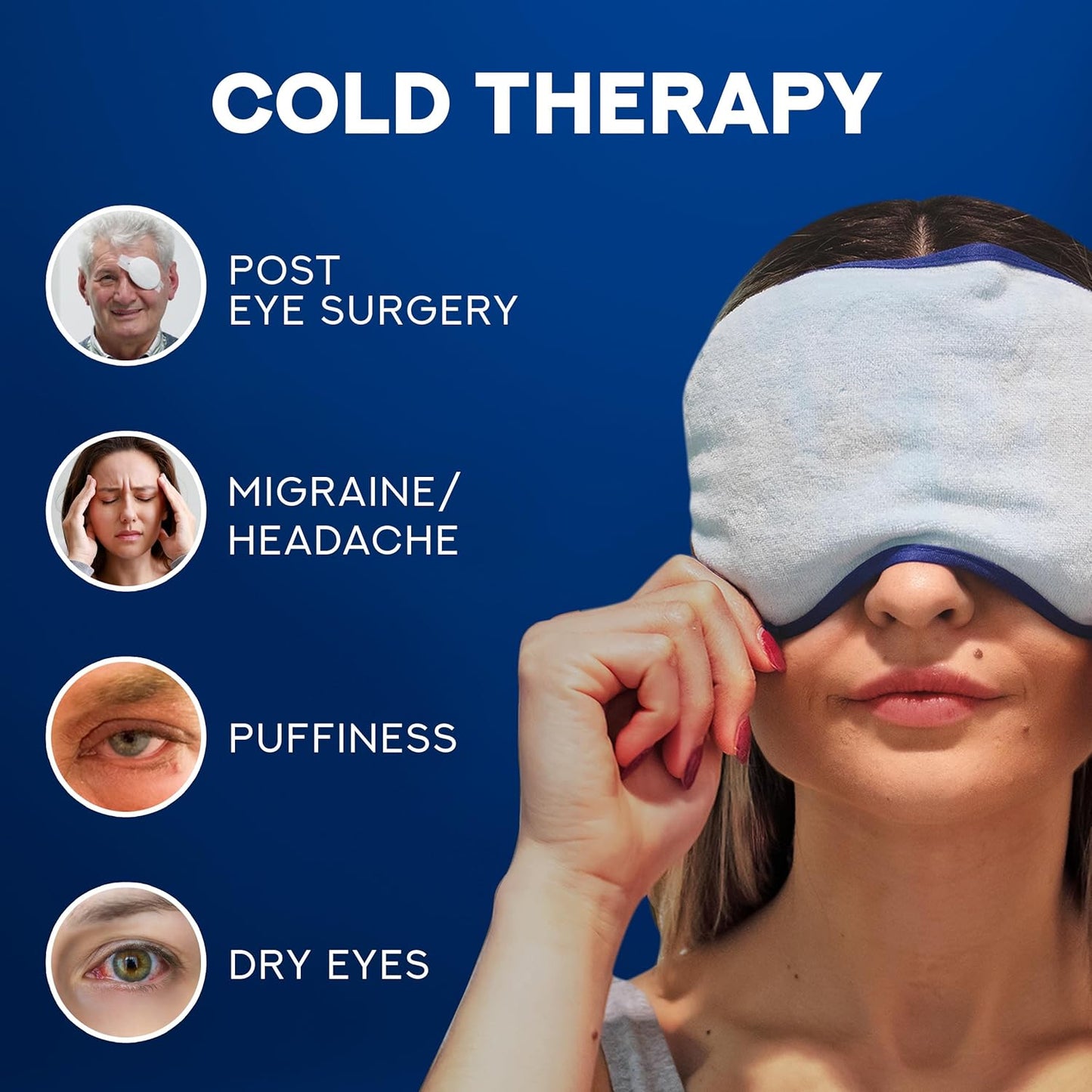 Ticlo's Cooling Eye Mask for Puffy Eyes - Gel Mask for Sleeping, Cold Compress for Dark Circles, Reusable for Migraines, Headaches, and Post-Surgery Recovery, Ice Pack