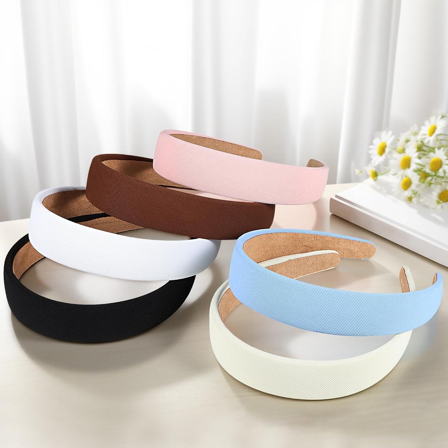 6PCS Headbands for Women – 1 Inch Wide Non-Slip Elastic Hair Bands, Thick Solid Color Headbands for Girls & Women's Hair Accessories, Trendy Fall Style