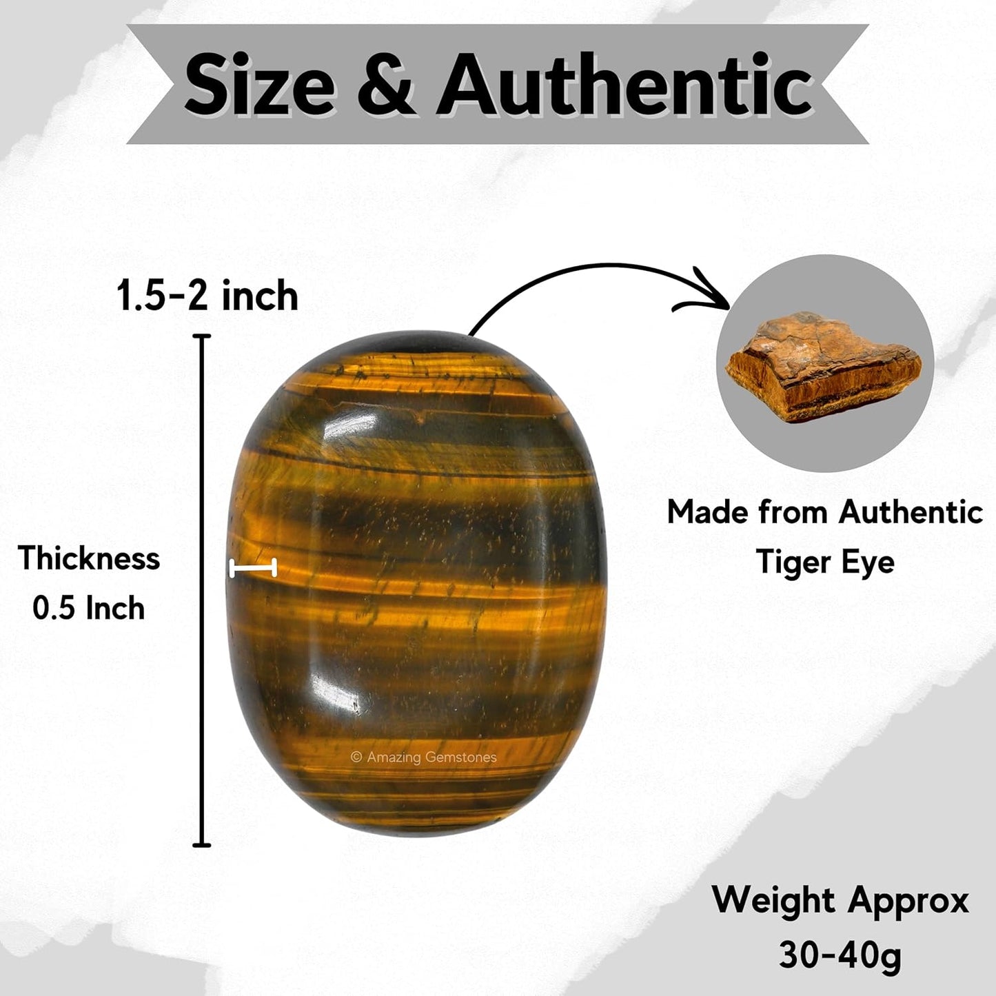 Amazing Gemstone Tiger Eye Crystals and Healing Stones - Large Palm Stone Crystals Piedra - Crystal for Good Luck, Balanced Positive Energy, Meditation - Unique Stocking Stuffers Gifts for Women, Men