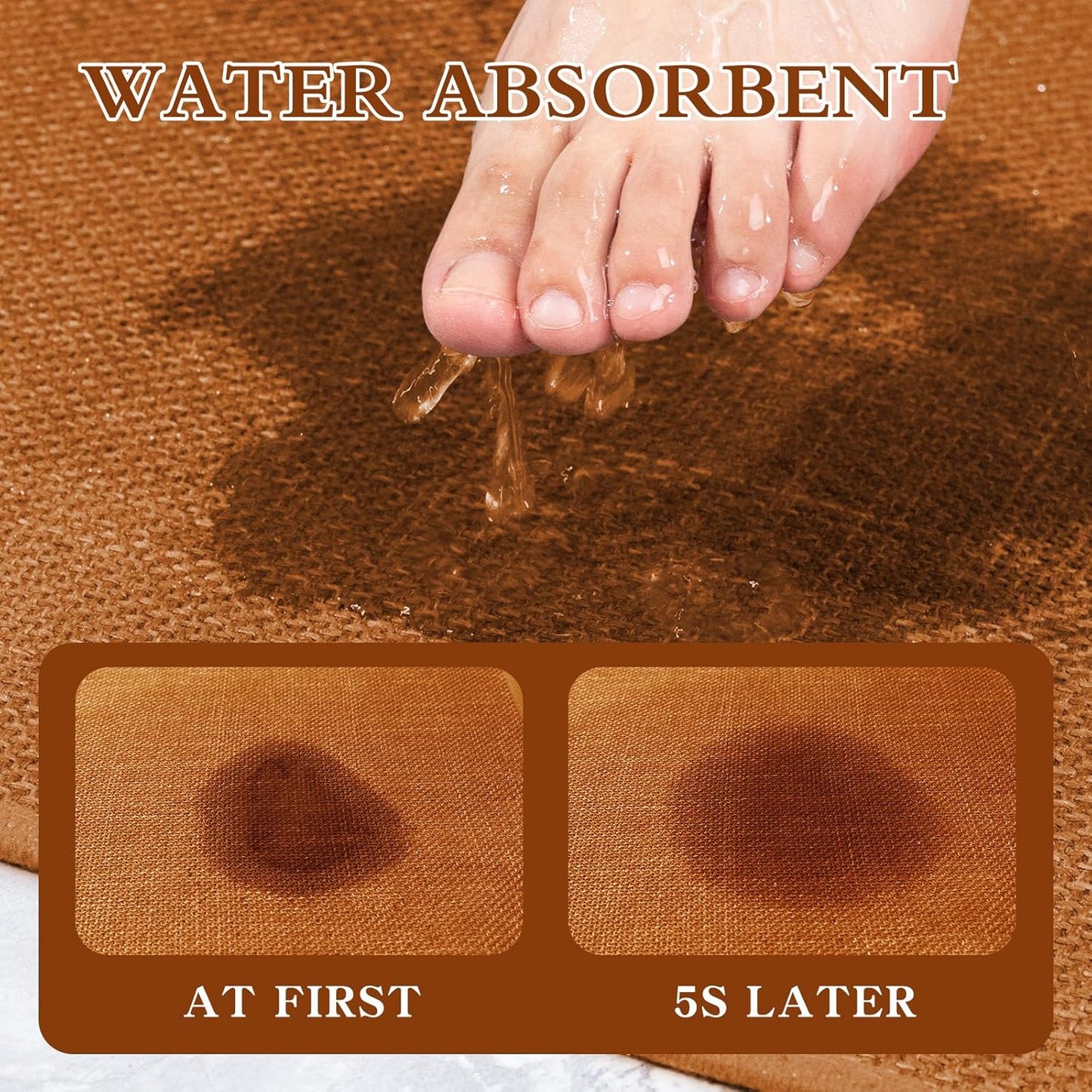 chakme Bathroom Rugs Mat 32x17, Ultra Thin Non Slip Bath Mat Quick Dry Absorbent Bath Mat for Bathroom Floor, (Orange, 32"x17")