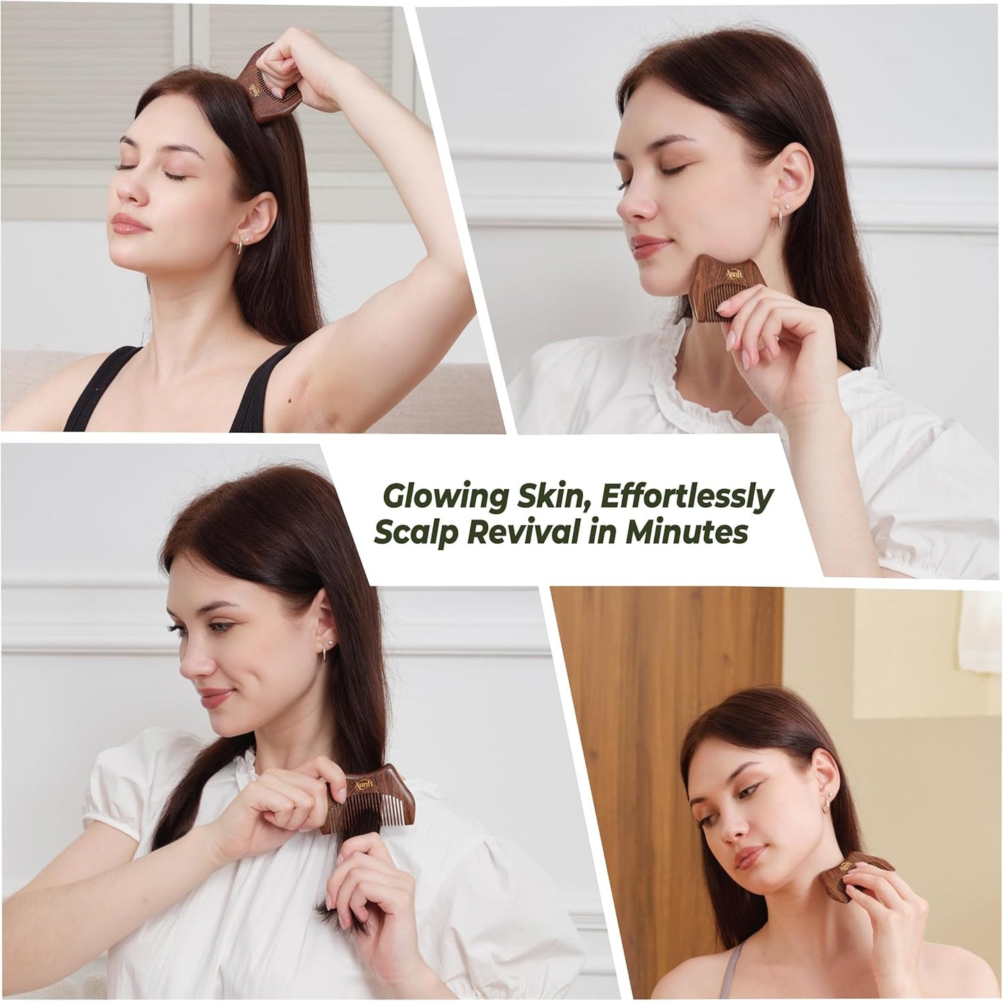 4-in-1 Gua Sha Tool with Massage Comb Set, Massager Tool for Face & Body– Lymphatic Drainage, Face Sculpting & Jaw Lifting,Scalp Massage Tool for Stress Relief, Self Care Gifts for Women