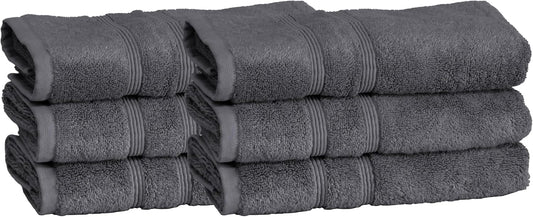 Mosobam Luxury Turkish Set of 6 Hand Towels 16X30 Charcoal Gray (Dark Grey) 700 GSM Bamboo Viscose & Aegean Turkish Combed Cotton