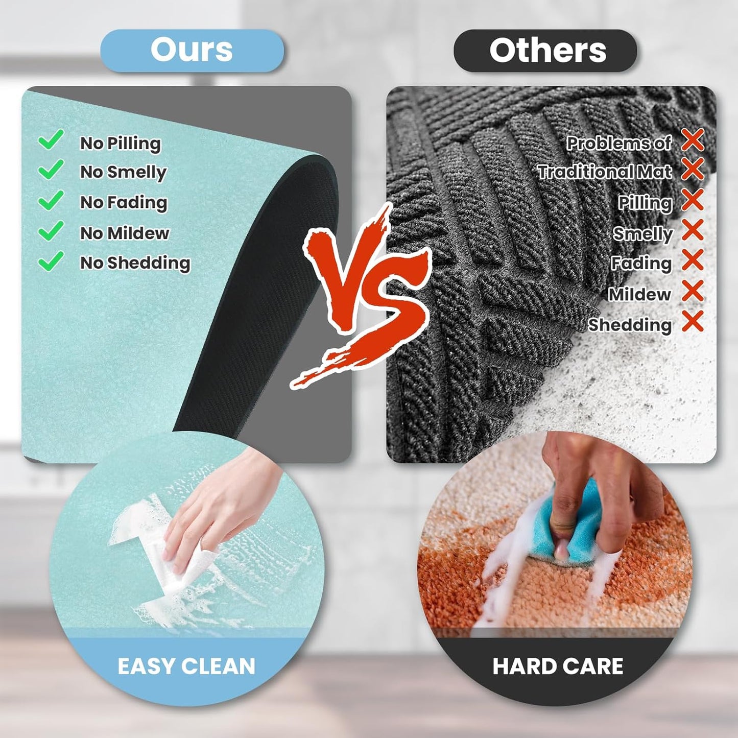 Diatomaceous Earth Bath mat Bathroom Rugs Super Absorbent Quick Dry Non Slip Bath Mat Thin Bathroom Floor Mats Fit Under Door-Shower Rug for in Front of Bathtub Shower, Green, 23.6"x66.9"