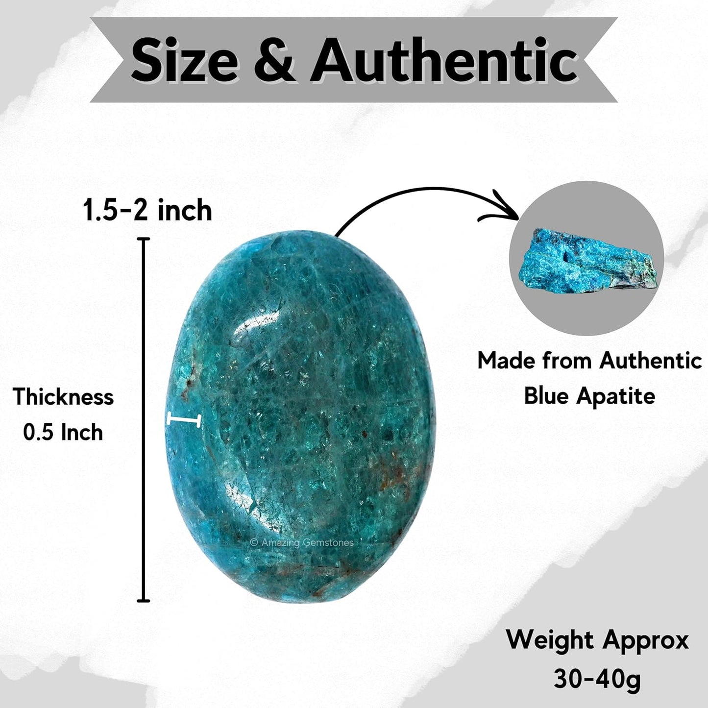 Amazing Gemstone Blue Apatite Crystals and Healing Stones - Palm Stone Crystals Piedra for Good Luck, Balanced Positive Energy, Meditation - Unique Stocking Stuffers and Birthday Gifts for Women, Men