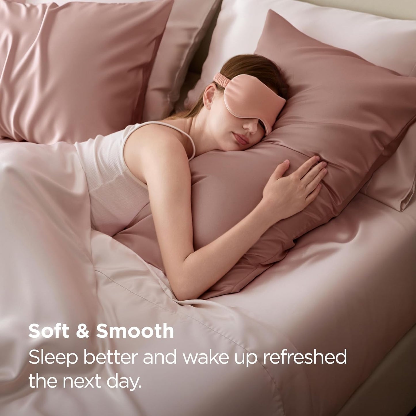 Bedsure King Size Satin Pillowcase Set of 2 - Rose Cloud Silky Pillow Cases for Hair and Skin with Envelope Closure, Similar to Silk Pillow Cases, Gifts for Women Men, 20x36 Inches, 2pcs