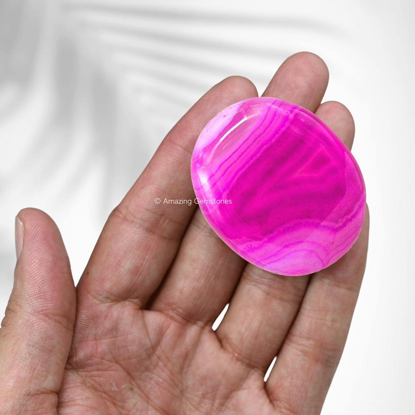 Amazing Gemstone Pink Onyx Crystals and Healing Stones - Large Palm Stone Crystals Piedra - Crystal for Good Luck, Balanced Positive Energy, Meditation - Unique Stocking Stuffers, Gifts for Women, Men