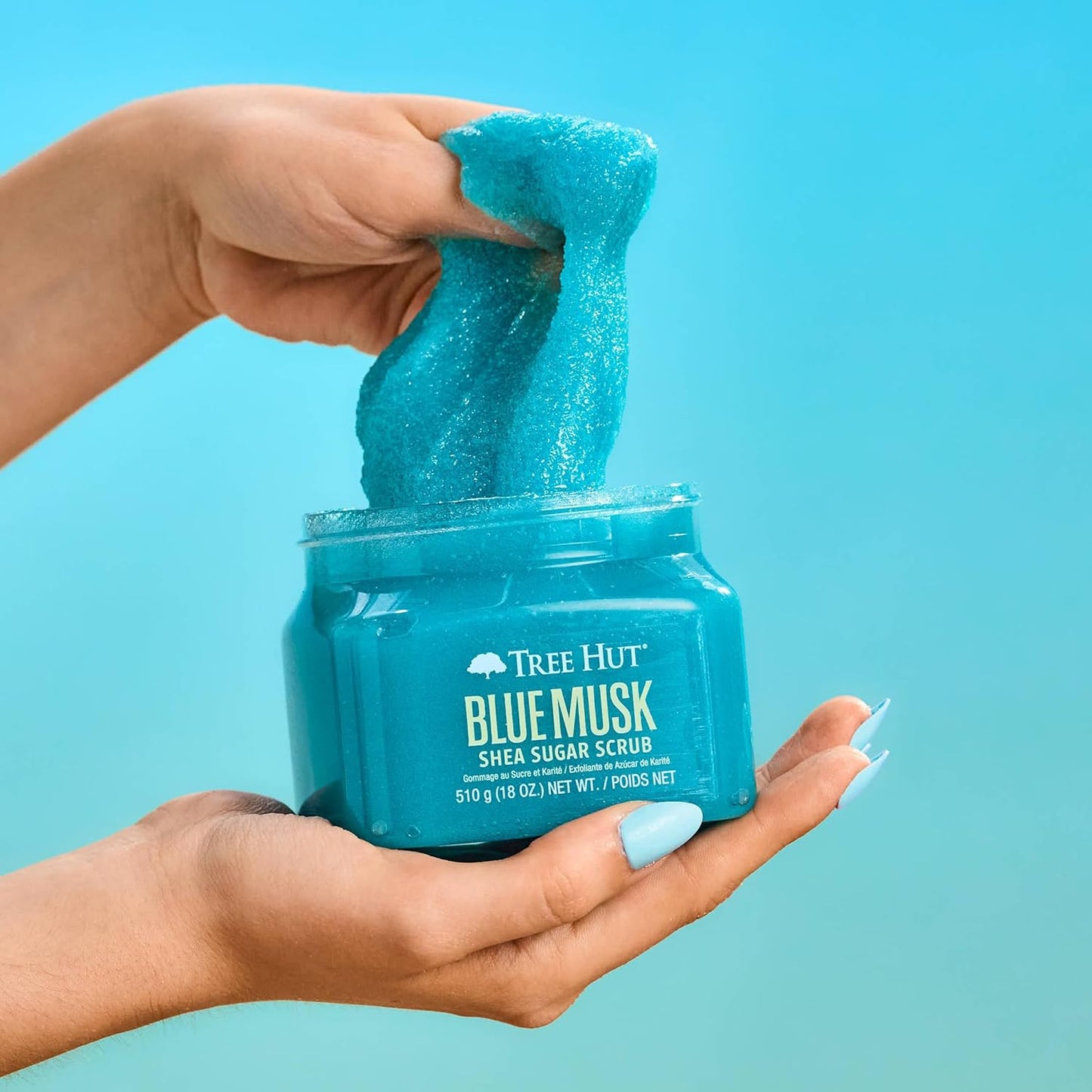 Tree Hut Blue Musk Shea Sugar Scrub, Exfoliating, Hydrating & Moisturizing Body Scrub with Shea Butter & Nourishing Essential Oils, Smooth & Soften Skin, 18 oz