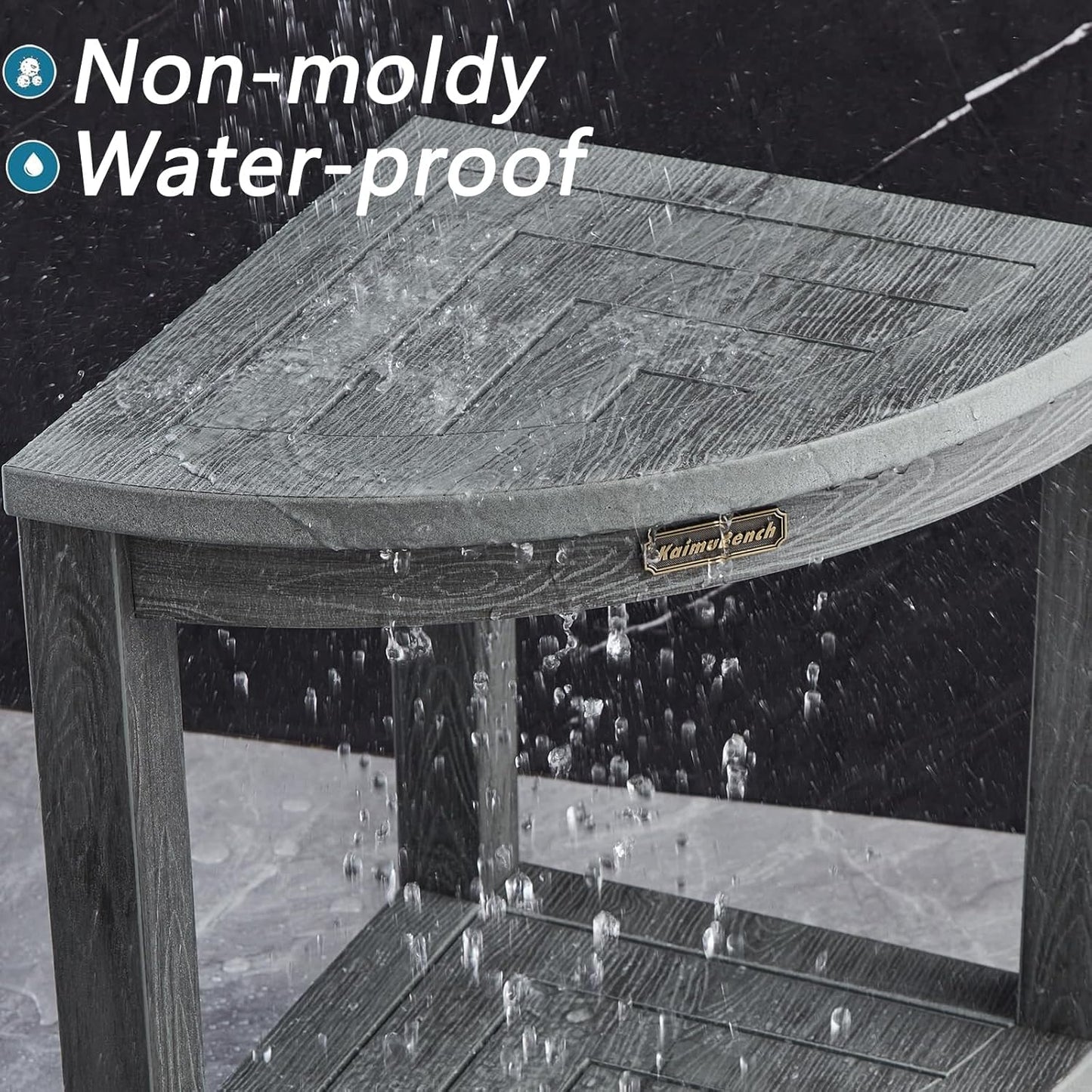 Waterproof Shower Bench for Inside Shower, Gray HDPS Corner Shower Stool for Shaving Legs, Poly Lumber Shower Foot Seat, Plastic Bathroom Shower Bench Seat with Storage Shelf, Non-Slip/No-Maintenance