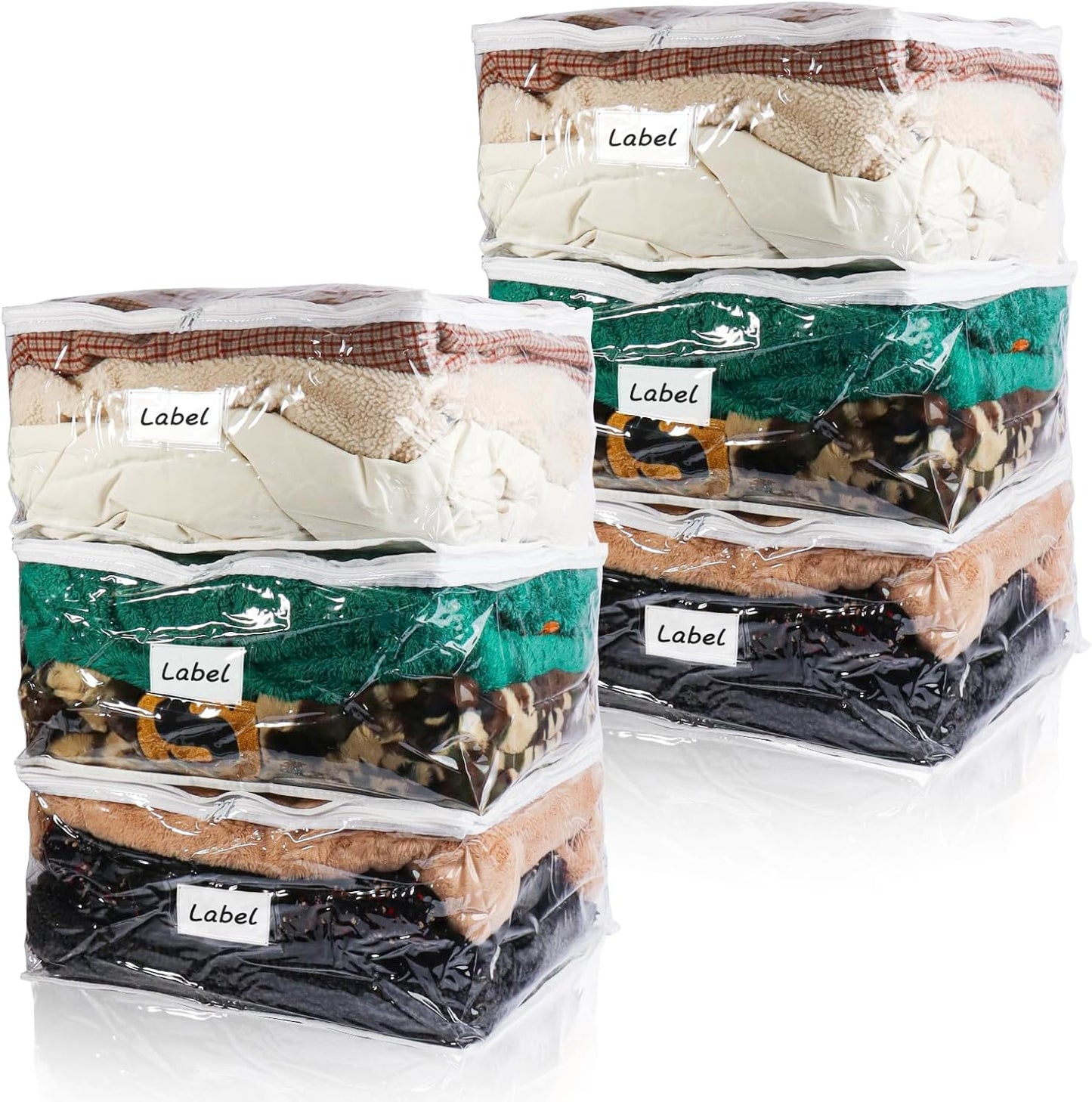 Clear Zippered Storage Bags Plastic Sweater Storage Bags with Zipper 6 Packs Clothing Organizer for Blankets Linen Sweater Bed Sheet Quilt Clothes Pillow (18 x 15 x 9 Inch)