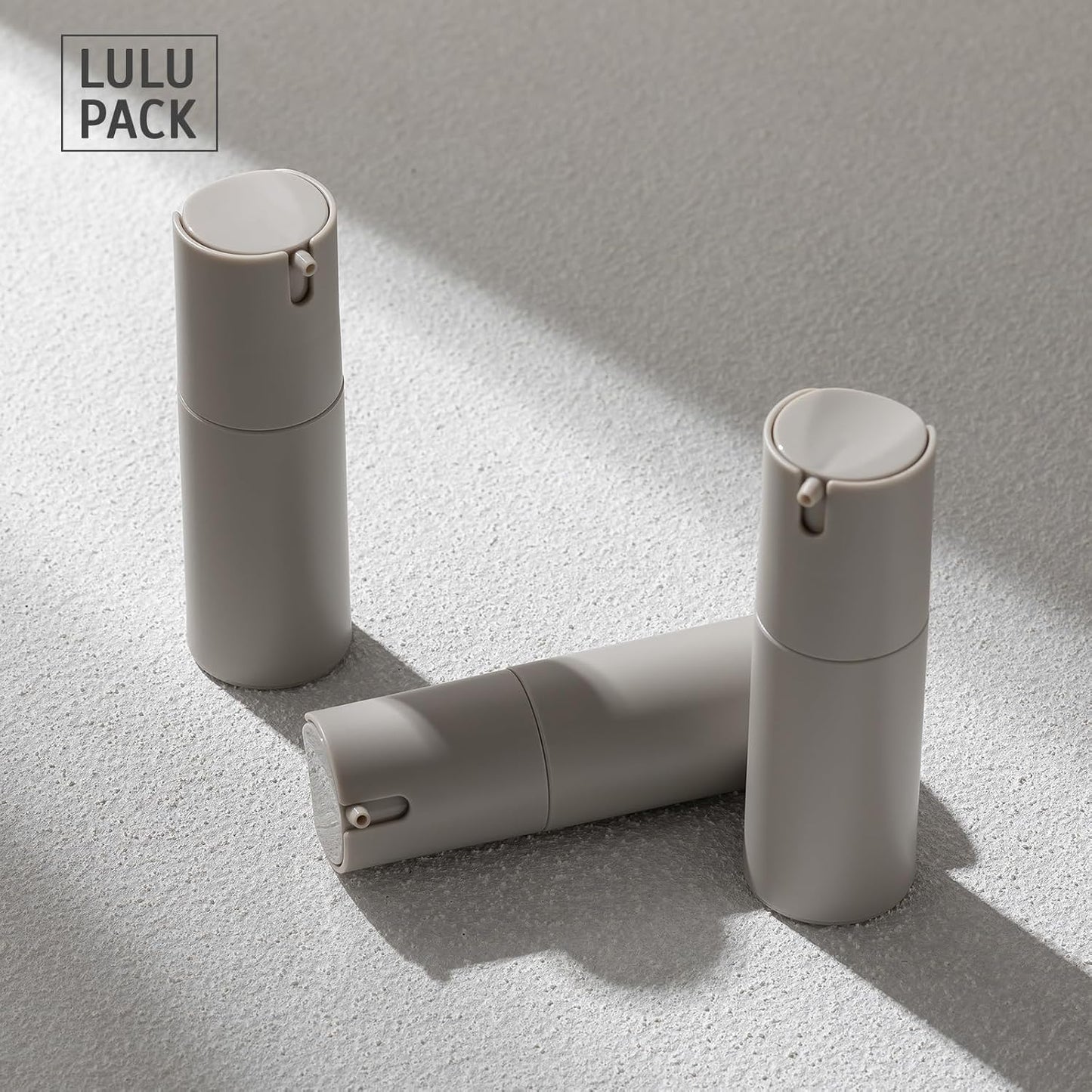 Airless Pump Bottles Travel: Lotion Dispenser for Small Size - Empty Shampoo Containers - Mini Vacuum Jar for Cream - 1 oz Plastic Gray