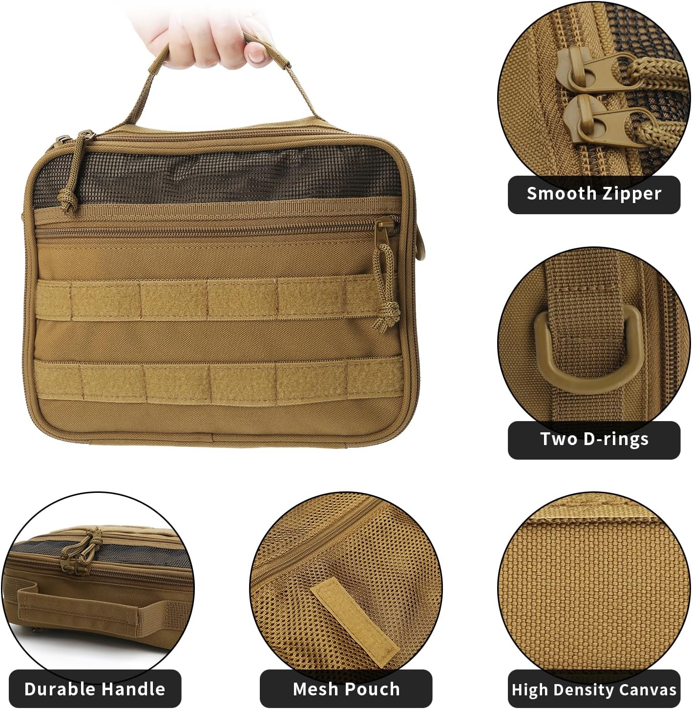 SMONT Toiletry Bag for Men Travel Toiletry Organizer Dopp Kit Travel Organizer Toiletries Tactical Bag Shaving Hygiene Bag Bathroom Hanging Men's Toiletry Bag for Short Trips Brown
